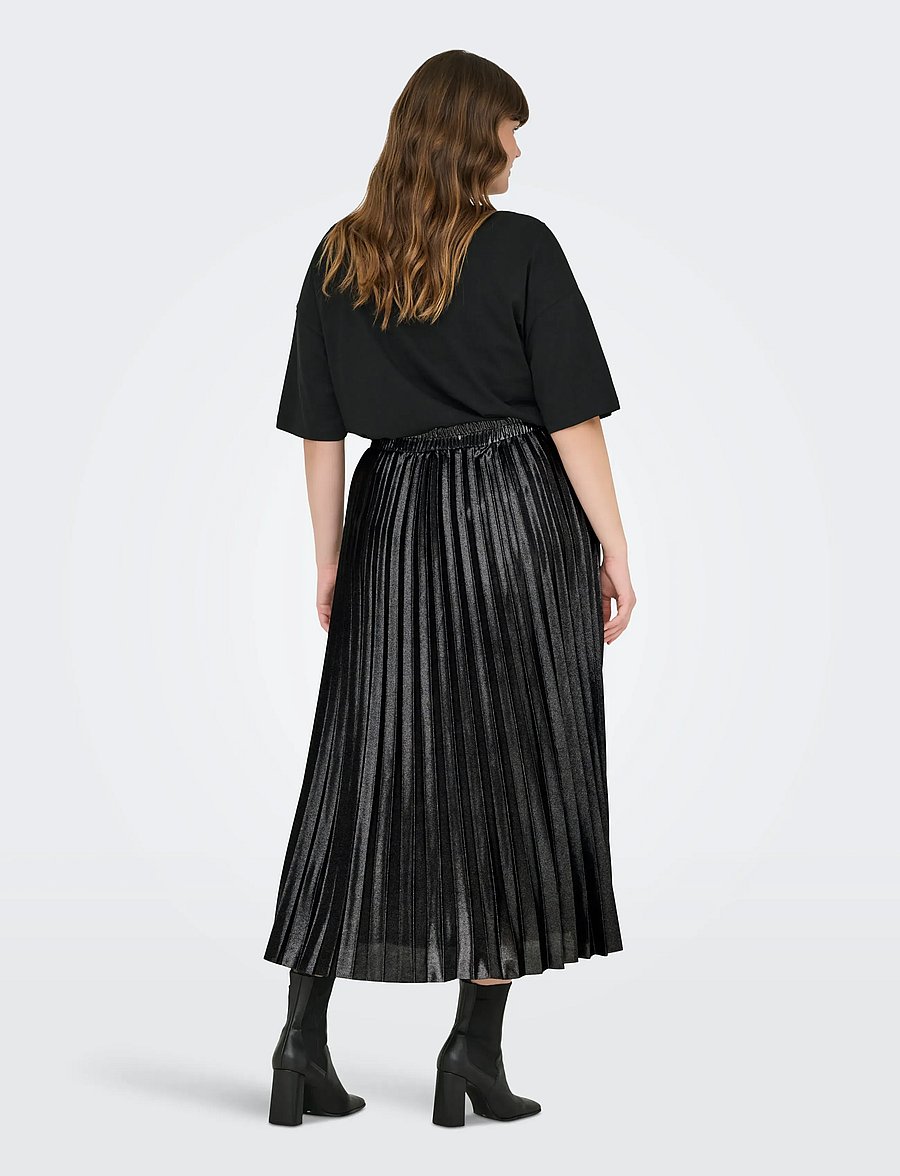 ONLY Carmakoma - CARLYON PLEATED SHINE SKIRT JRS NOOS - maxi skirts - black - 3
