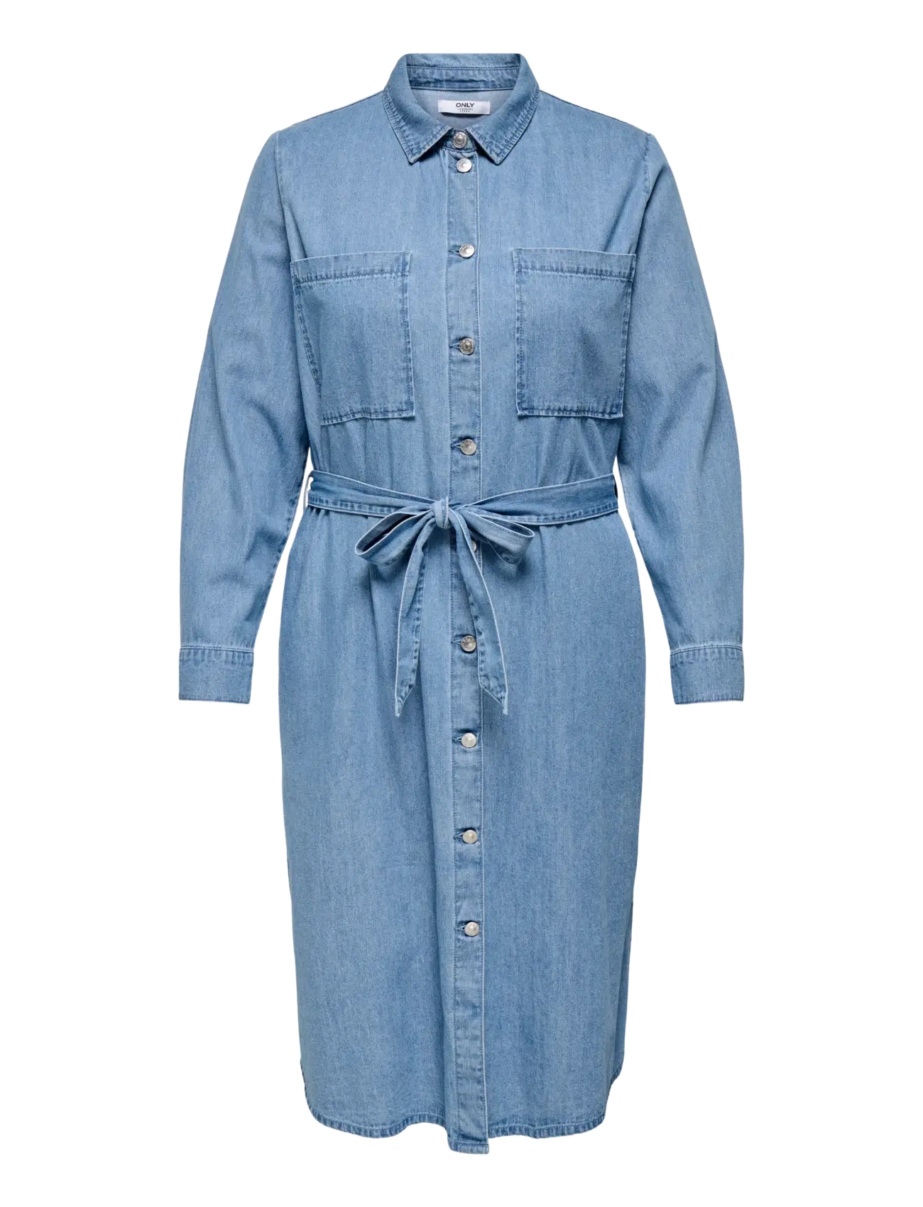 ONLY Carmakoma CARMARY BELT LONG DNM DRESS - Kläder - LIGHT BLUE DENIM / blue
