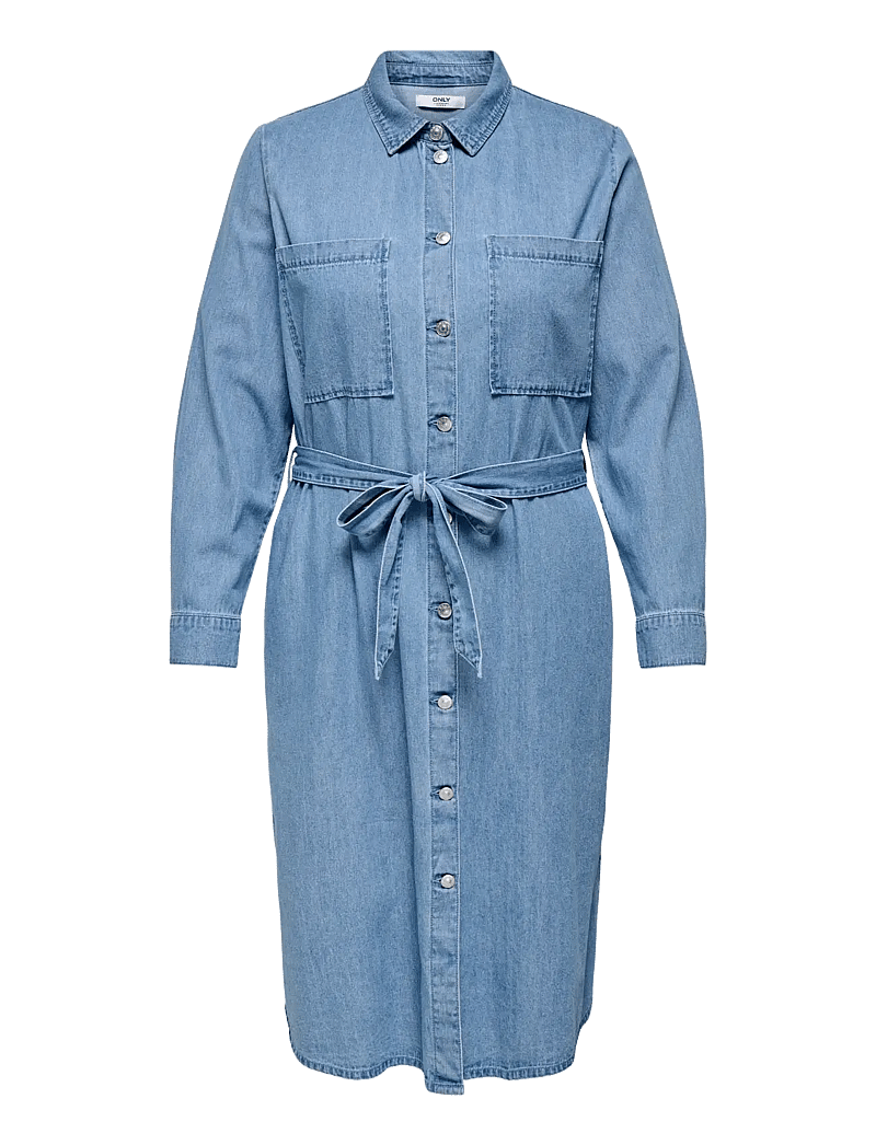 ONLY Carmakoma - CARMARY BELT LONG DNM DRESS - hemdkleider - light blue denim - 0