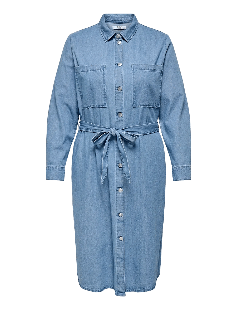 ONLY Carmakoma - CARMARY BELT LONG DNM DRESS - robes chemises - light blue denim - 0