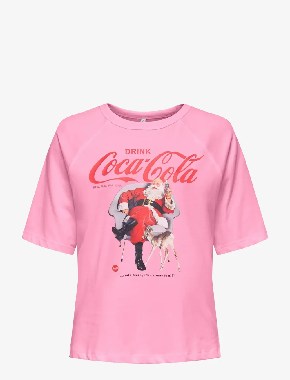 ONLY Carmakoma - CARCOCA COLA XMAS LIFE S/S TOP JRS - t-shirts - sachet pink - 1