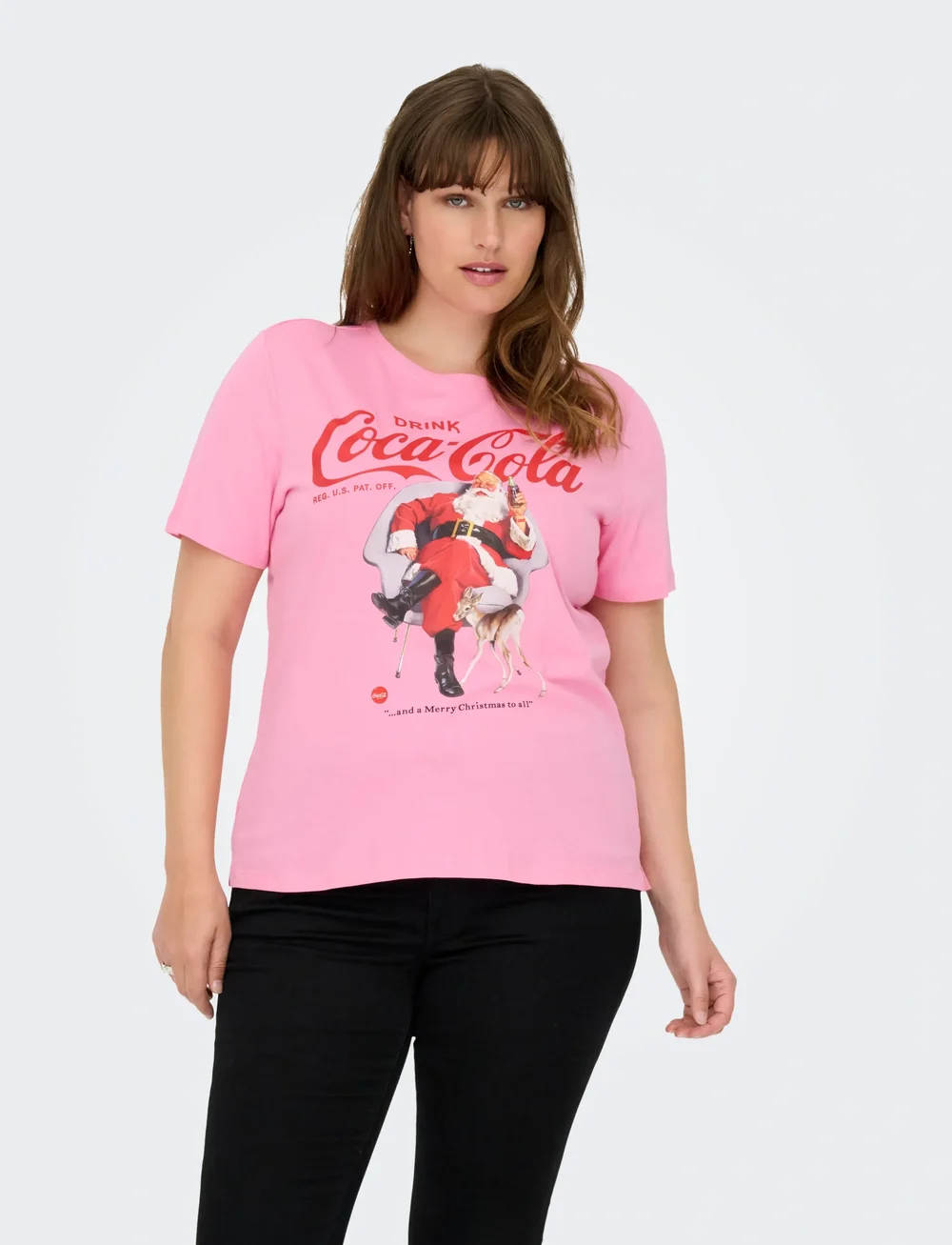 ONLY Carmakoma - CARCOCA COLA XMAS LIFE S/S TOP JRS - t-shirts - sachet pink - 0