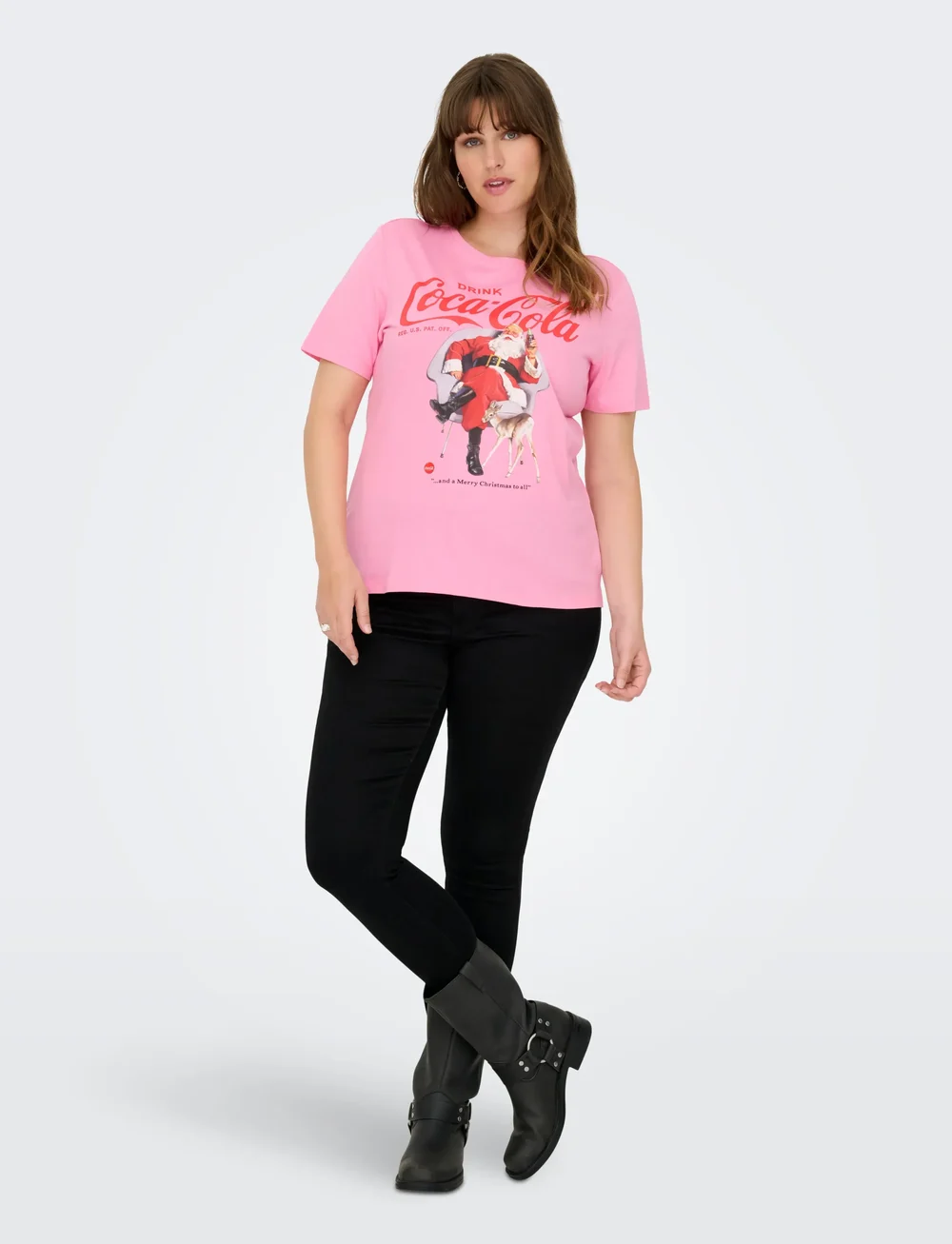 ONLY Carmakoma - CARCOCA COLA XMAS LIFE S/S TOP JRS - t-shirts - sachet pink - 4
