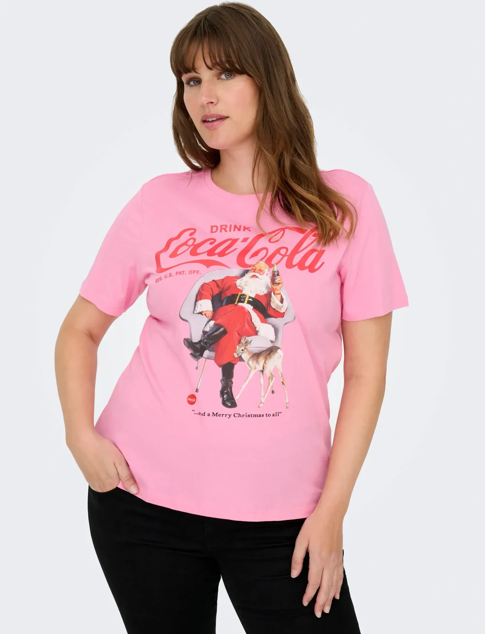 ONLY Carmakoma - CARCOCA COLA XMAS LIFE S/S TOP JRS - t-shirts - sachet pink - 5