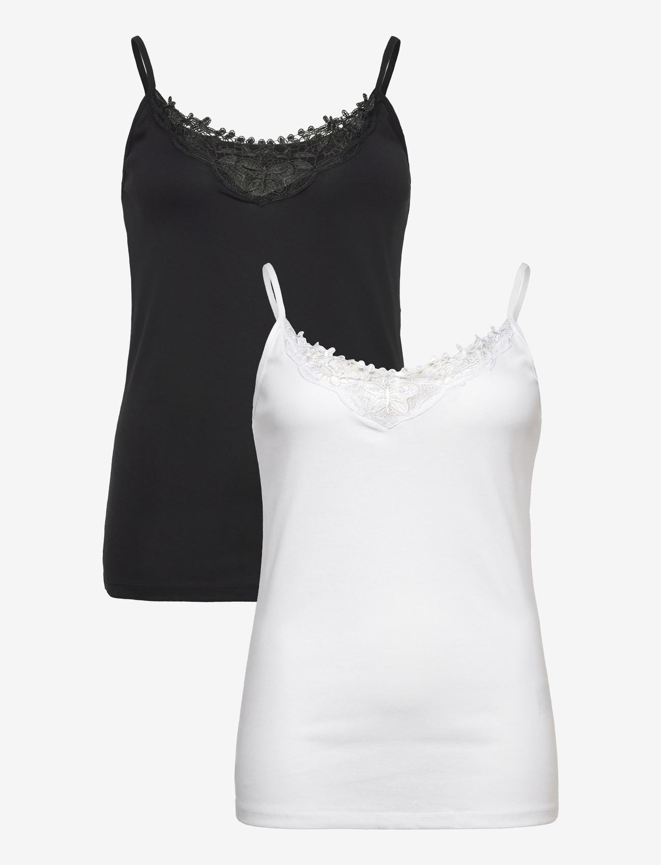 ONLY Carmakoma - CARLULU LACE SINGLET 2PACK CS JRS ZL - tanktops - black - 0
