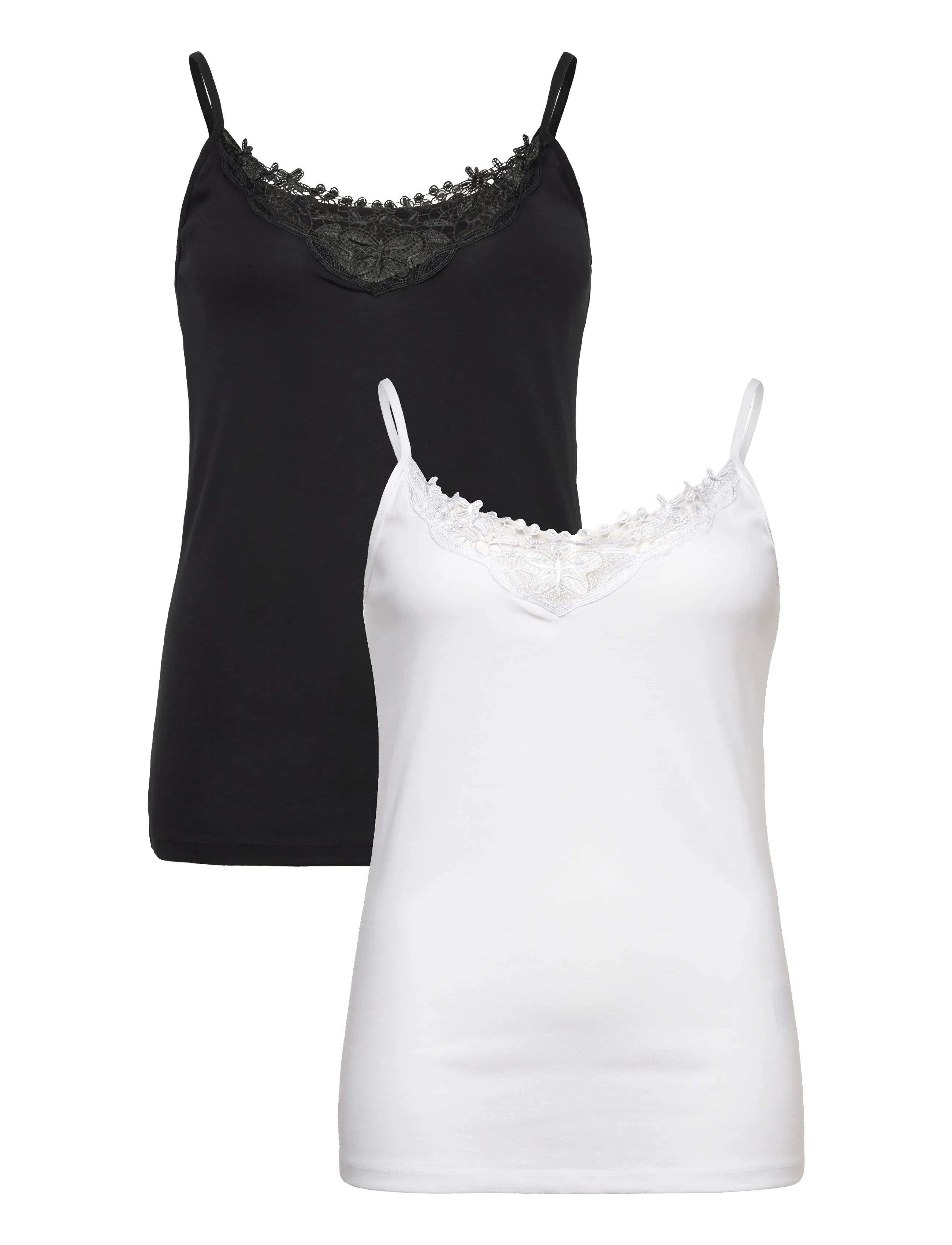 ONLY Carmakoma CARLULU LACE SINGLET 2PACK CS JRS ZL - T-Shirts & Tops - BLACK / black