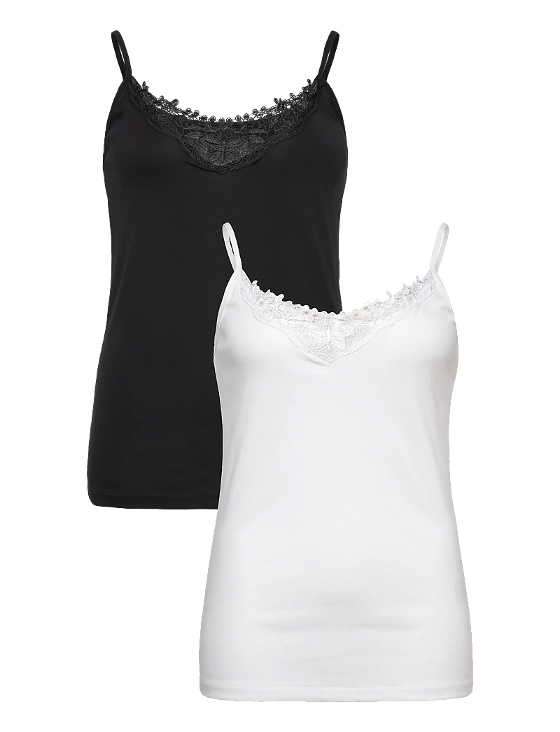 ONLY Carmakoma - CARLULU LACE SINGLET 2PACK CS JRS ZL - tanktops - black - 0