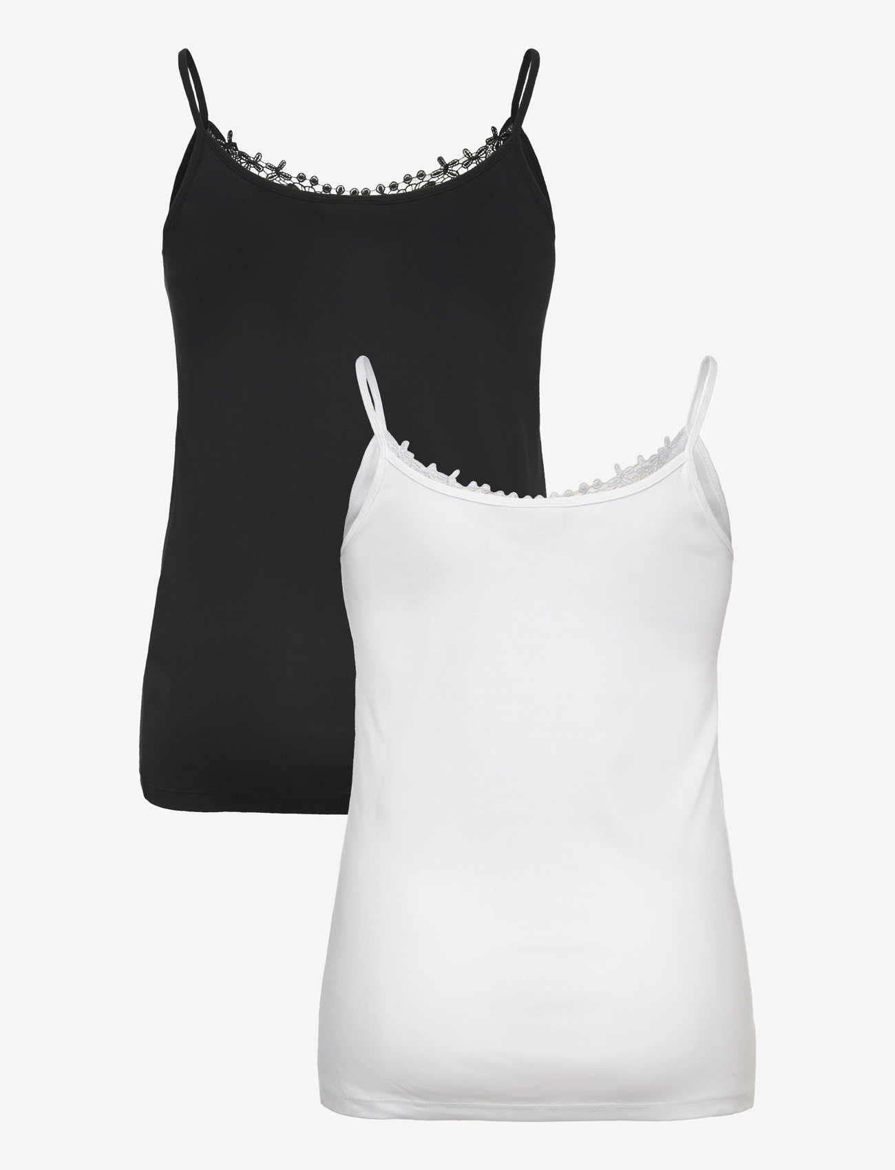 ONLY Carmakoma - CARLULU LACE SINGLET 2PACK CS JRS ZL - tanktops - black - 1