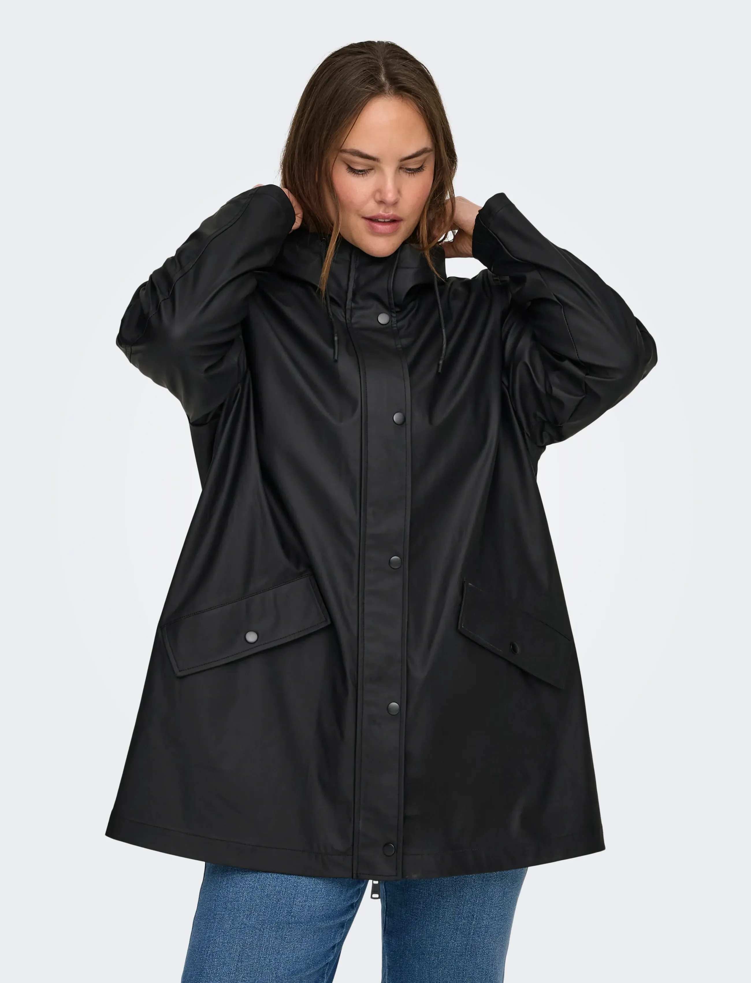 ONLY Carmakoma CARELISA LIFE RAINCOAT ZIP OTW NOOS - Vihmamantlid - BLACK / black