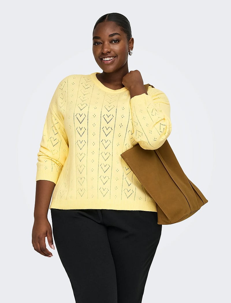 ONLY Carmakoma - CARISA LIFE LS STRUCTURE BOXY O-NECK KNT - stickade tröjor - sunlight - 0