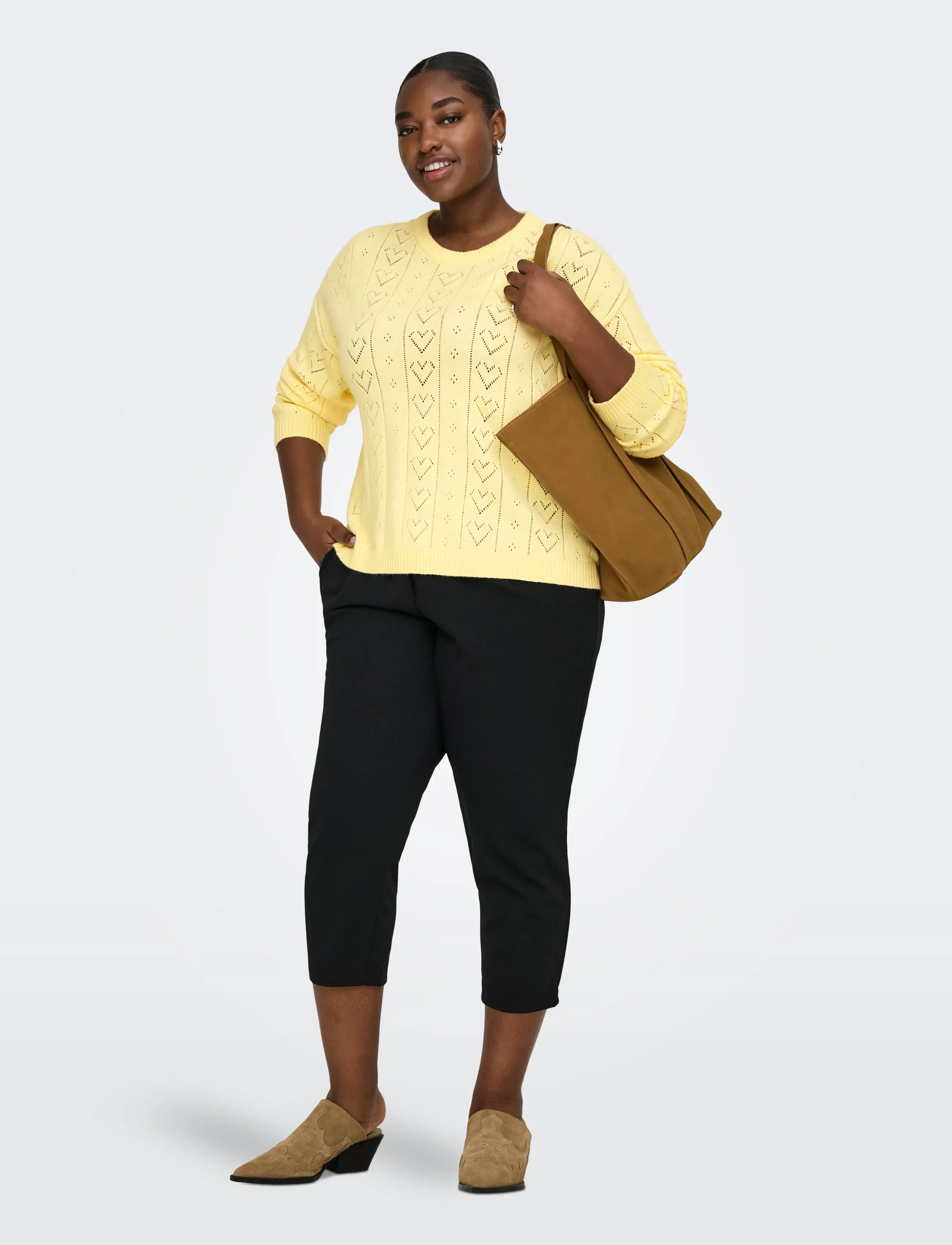 ONLY Carmakoma - CARISA LIFE LS STRUCTURE BOXY O-NECK KNT - pullover - sunlight - 4