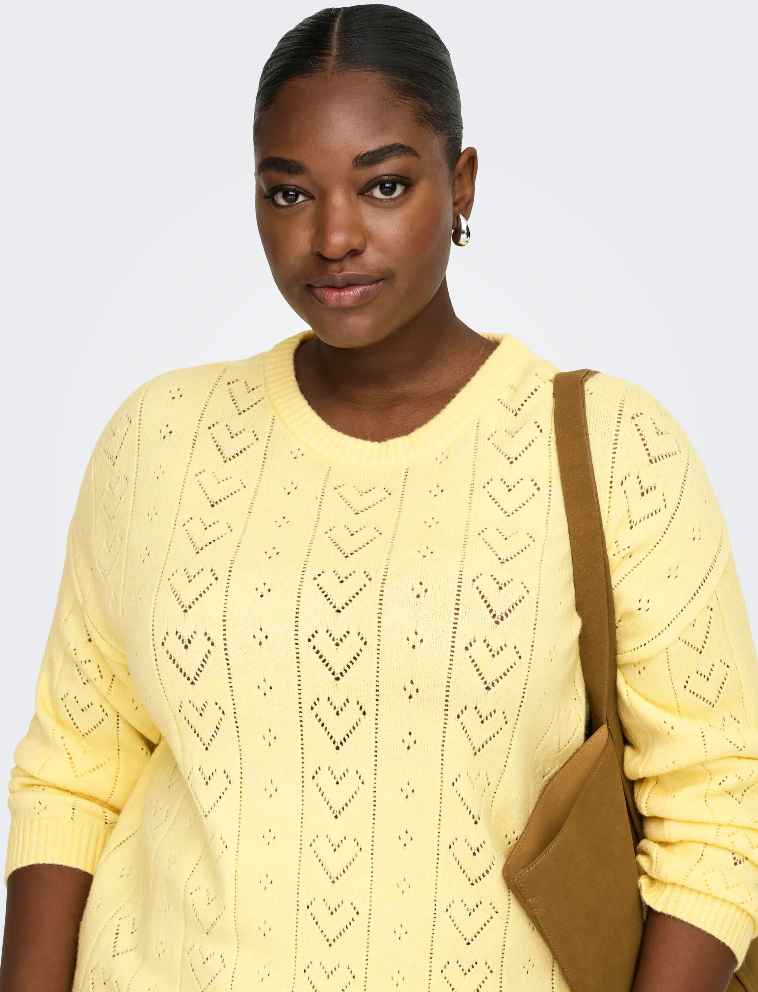 ONLY Carmakoma CARISA LIFE LS STRUCTURE BOXY O-NECK KNT - Naistele - SUNLIGHT / yellow