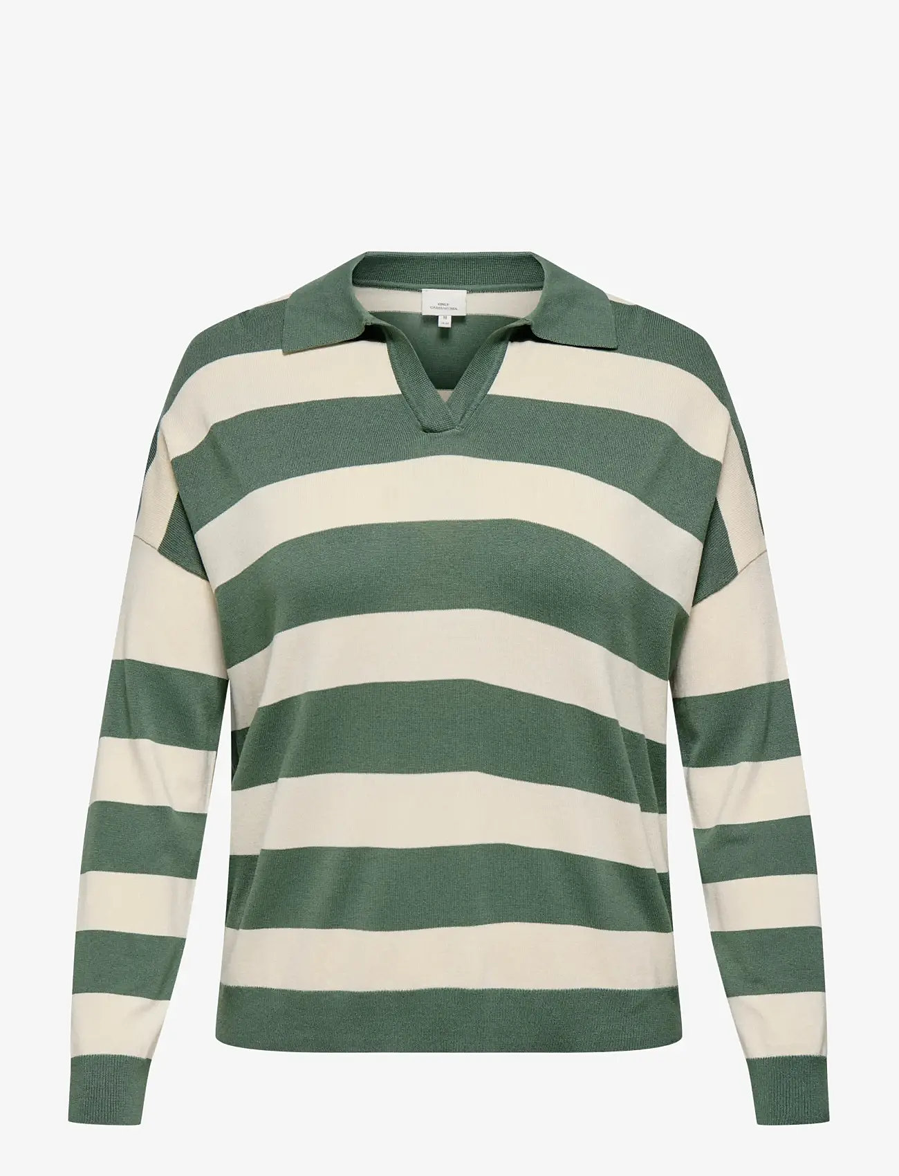 ONLY Carmakoma - CARMEDDIE LIFE LS STRIPE COLLAR PULL KNT - stickade tröjor - laurel wreath - 0