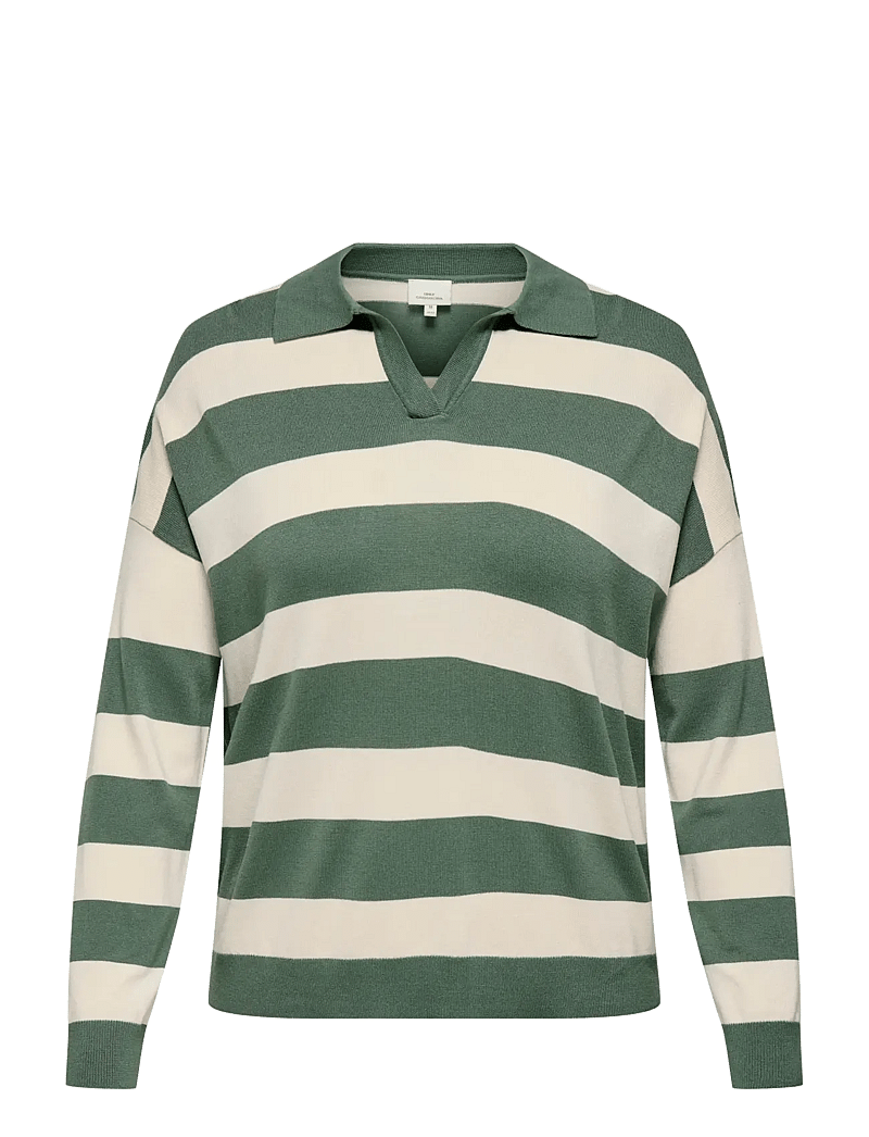 ONLY Carmakoma - CARMEDDIE LIFE LS STRIPE COLLAR PULL KNT - stickade tröjor - laurel wreath - 0