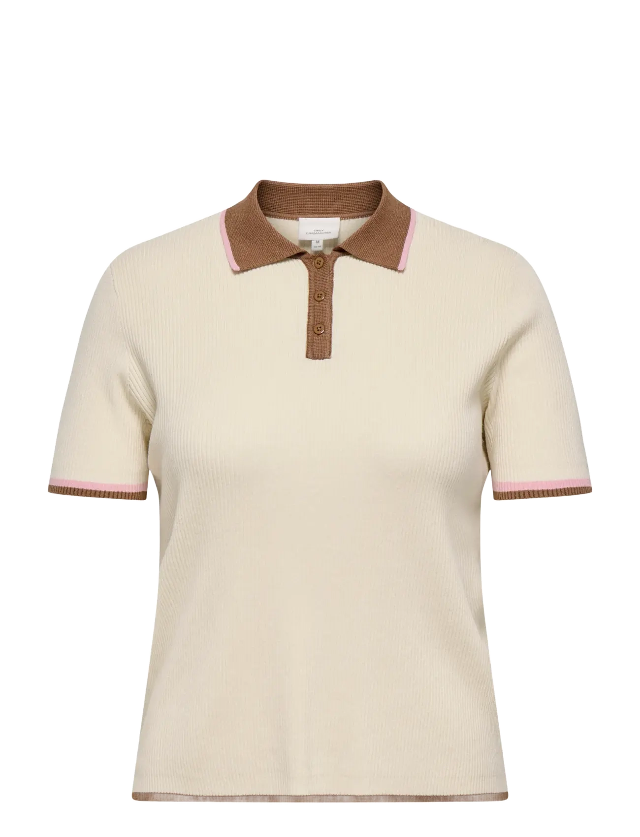 ONLY Carmakoma CARMEDDI LIFE SS CONTRAST POLO KNT - Kampagne - BIRCH / cream