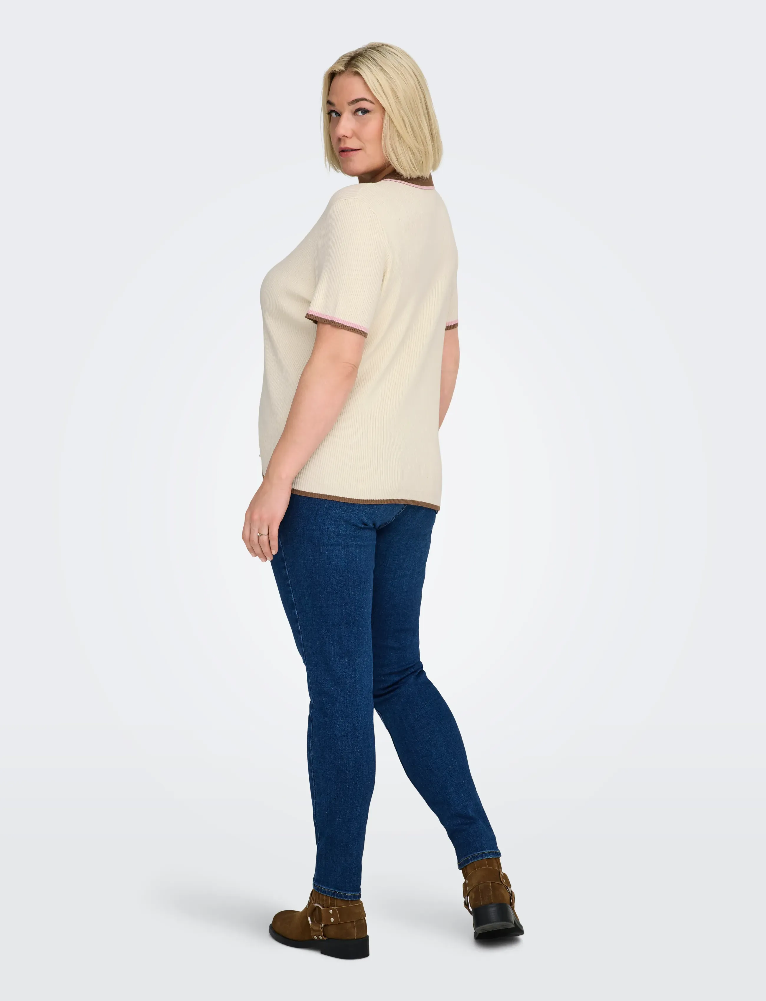 ONLY Carmakoma - CARMEDDI LIFE SS CONTRAST POLO KNT - polos - birch - 3