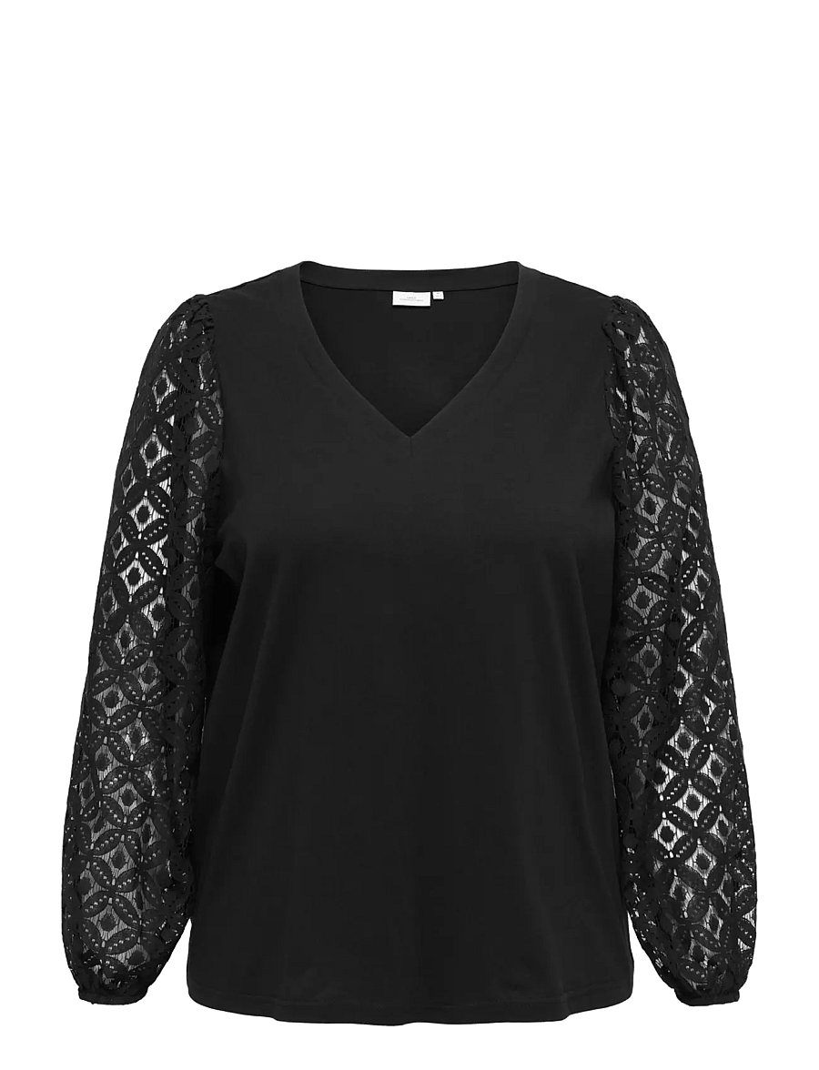 ONLY Carmakoma - CAREFFIE LS V-NECK BLOUSE JRS - black - 1