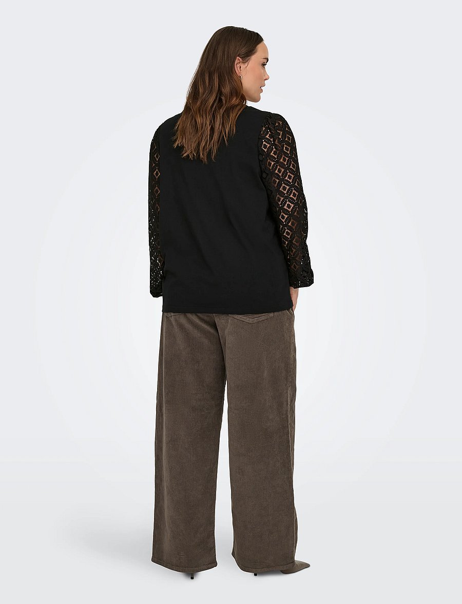 ONLY Carmakoma - CAREFFIE LS V-NECK BLOUSE JRS - black - 3