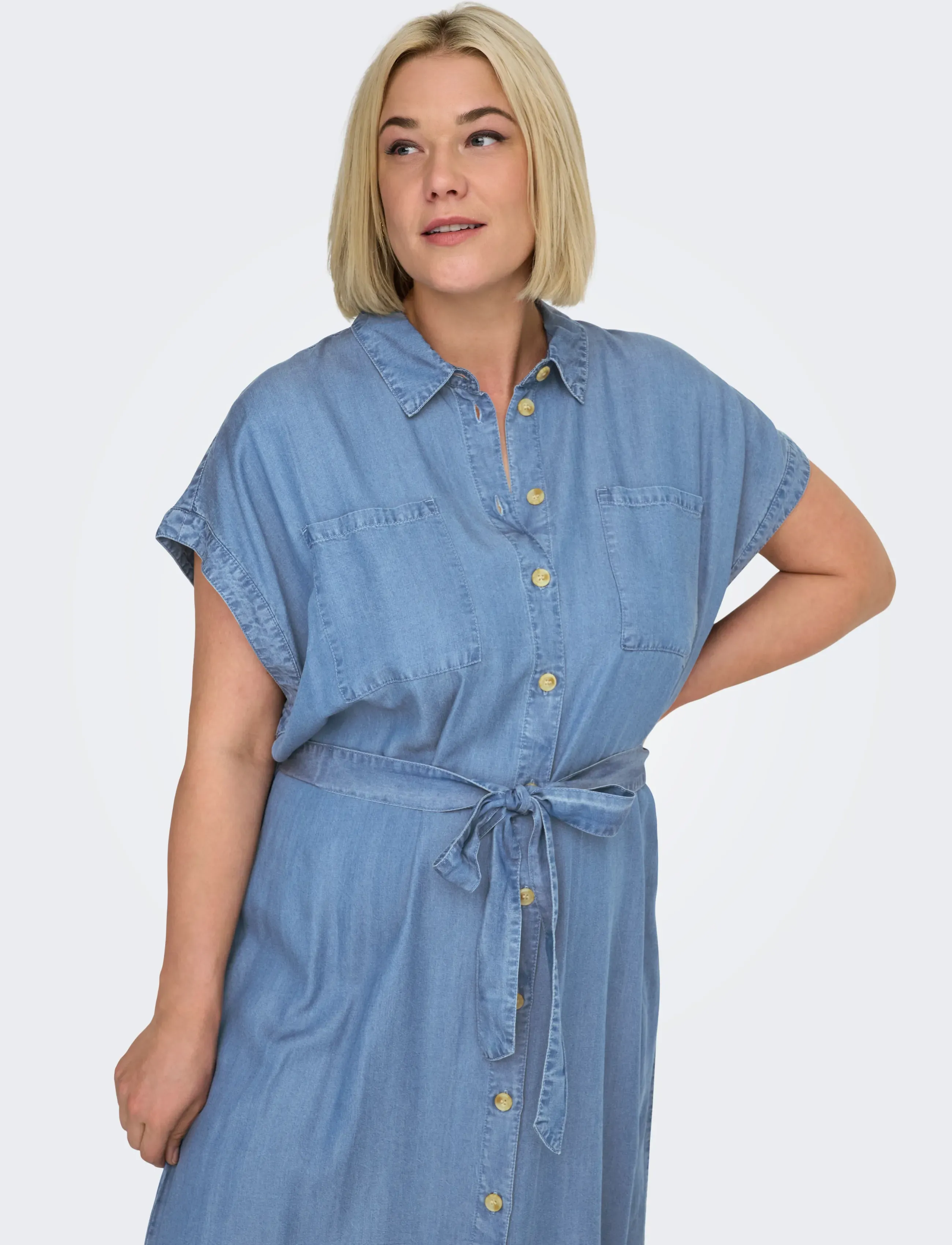 ONLY Carmakoma Carpema Hannover Ss Dnm Midax Dress Noos skjortklänningar dam – bild 5