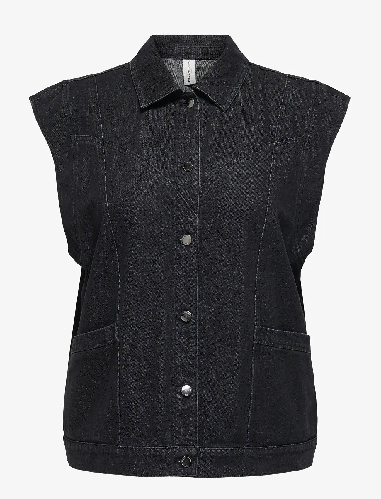 ONLY Carmakoma - CARKENNEDY SL DNM WAISTCOAT BOX BJ - frühlingsjacken - washed black - 1
