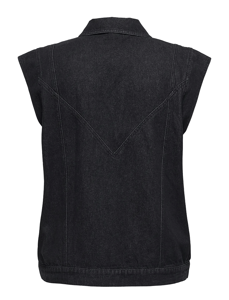 ONLY Carmakoma - CARKENNEDY SL DNM WAISTCOAT BOX BJ - frühlingsjacken - washed black - 2