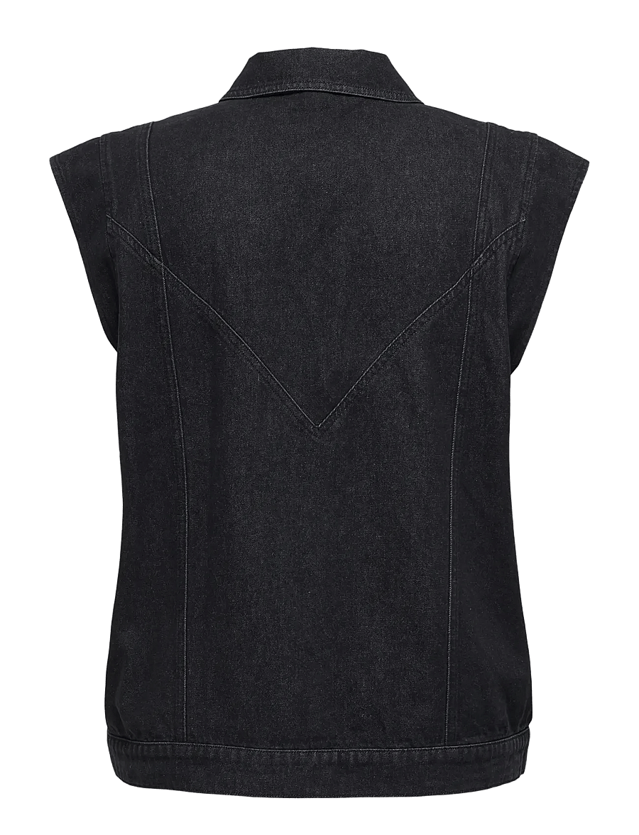 ONLY Carmakoma - CARKENNEDY SL DNM WAISTCOAT BOX BJ - frühlingsjacken - washed black - 2