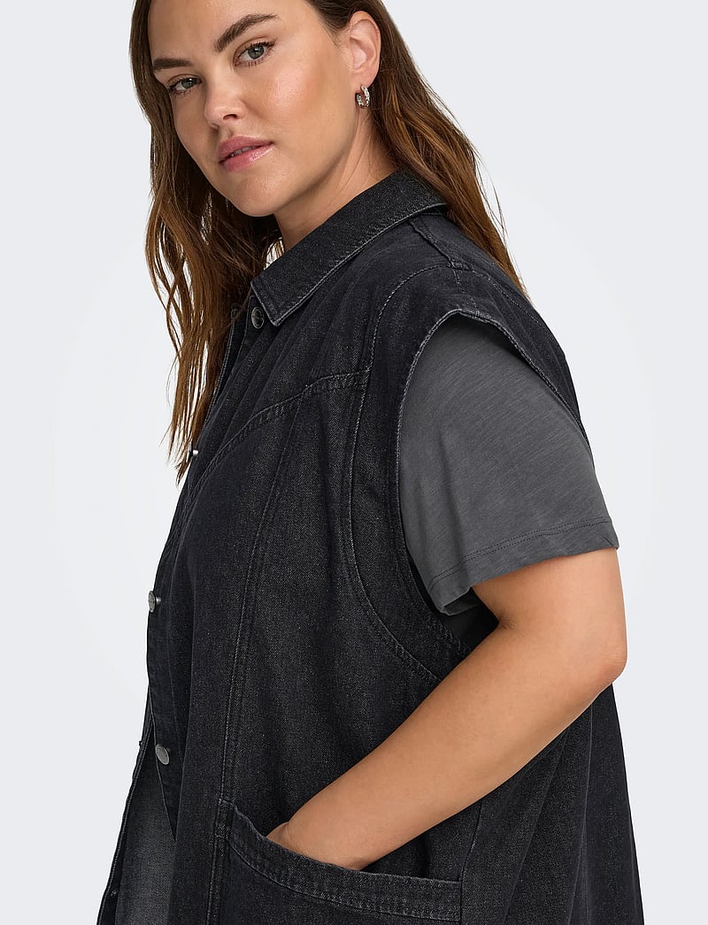 ONLY Carmakoma - CARKENNEDY SL DNM WAISTCOAT BOX BJ - frühlingsjacken - washed black - 5