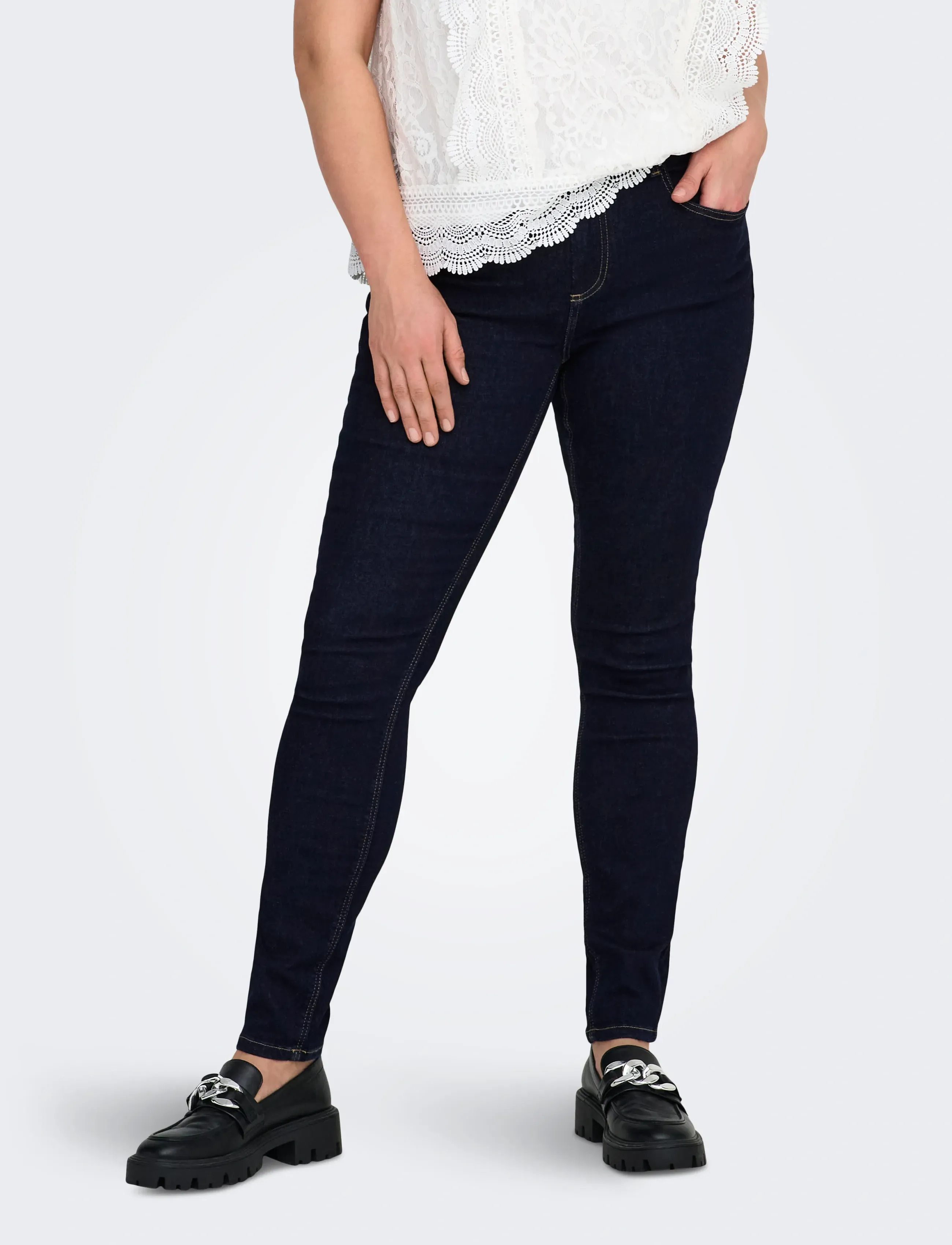 ONLY Carmakoma CARWILLY REG SKINNY JEANS PIM1005 - Transitional Layering - DARK BLUE DENIM / blue