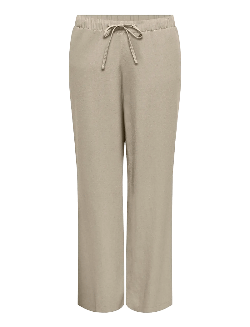 ONLY Carmakoma - CARGOA MW LINEN BL PULL-UP PANT CC PNT - leinenhosen - oxford tan - 0