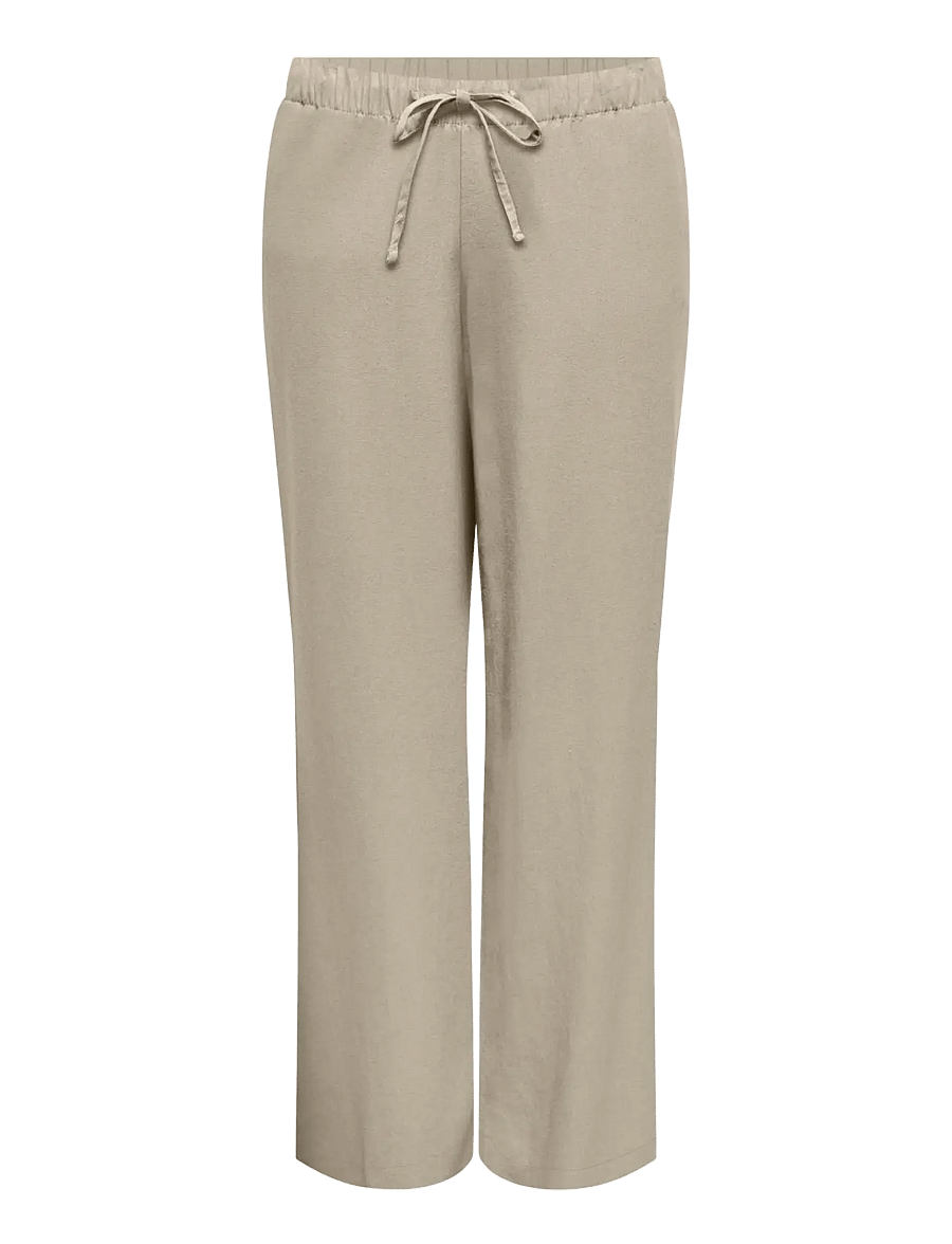 ONLY Carmakoma - CARGOA MW LINEN BL PULL-UP PANT CC PNT - hørbukser - oxford tan - 0