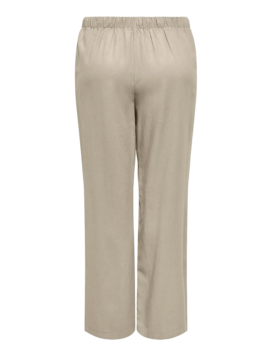 ONLY Carmakoma - CARGOA MW LINEN BL PULL-UP PANT CC PNT - hørbukser - oxford tan - 1