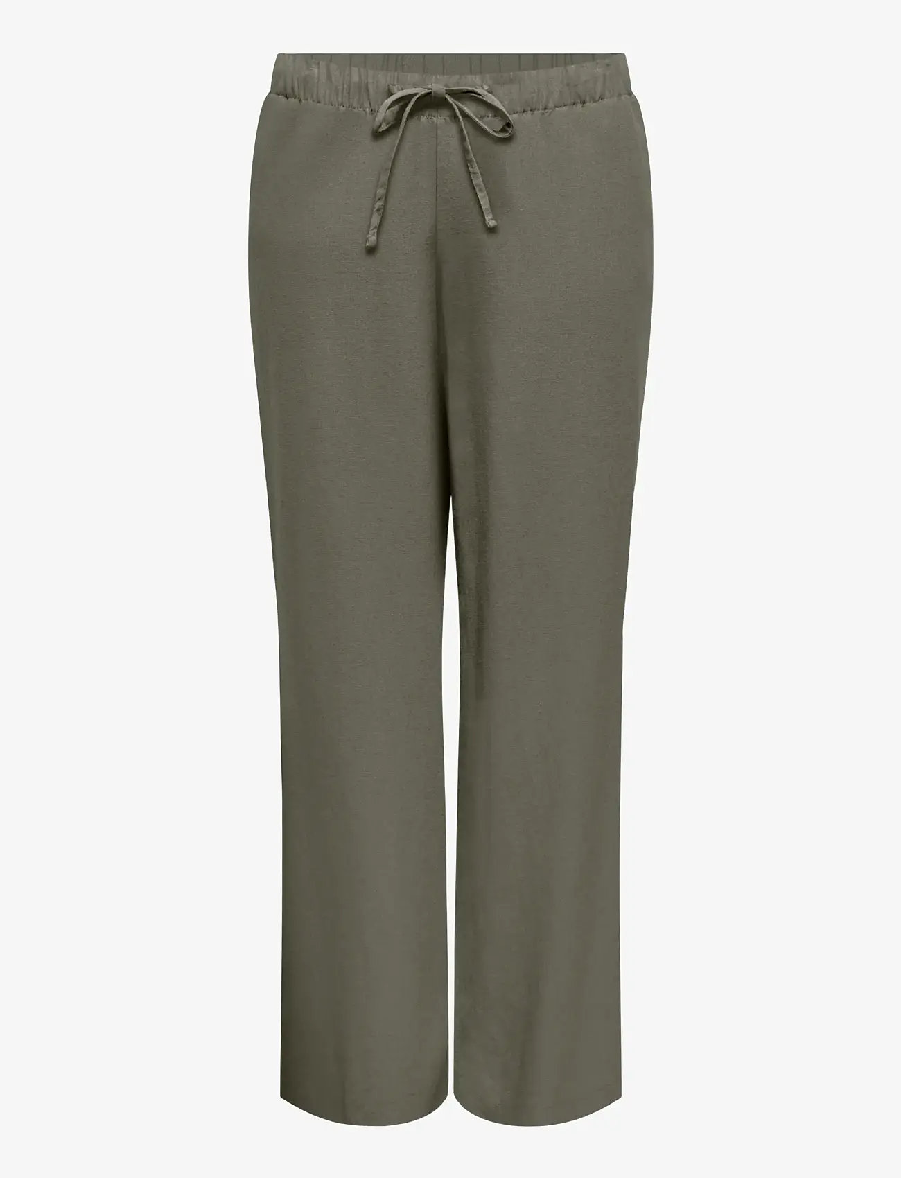 ONLY Carmakoma - CARGOA MW LINEN BL PULL-UP PANT CC PNT - leinenhosen - smokey olive - 0