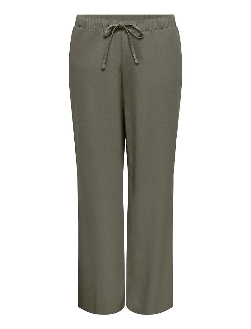 ONLY Carmakoma - CARGOA MW LINEN BL PULL-UP PANT CC PNT - leinenhosen - smokey olive - 0