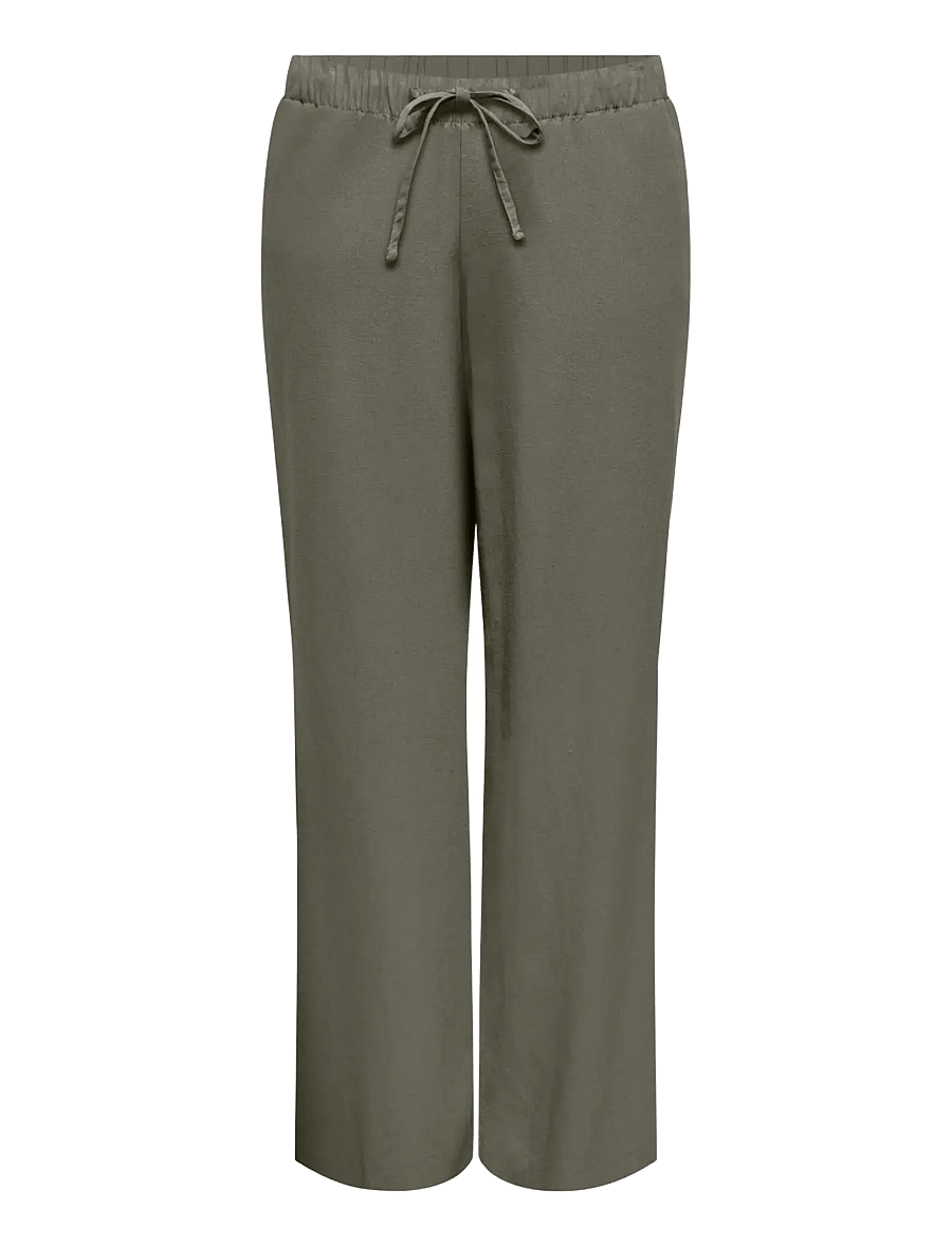 ONLY Carmakoma - CARGOA MW LINEN BL PULL-UP PANT CC PNT - linnen broeken - smokey olive - 0