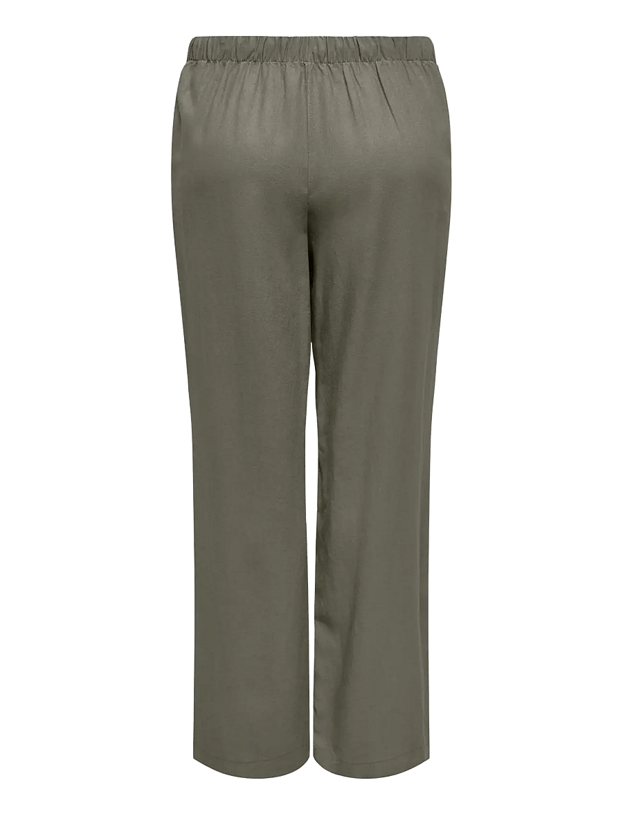 ONLY Carmakoma - CARGOA MW LINEN BL PULL-UP PANT CC PNT - linnen broeken - smokey olive - 1