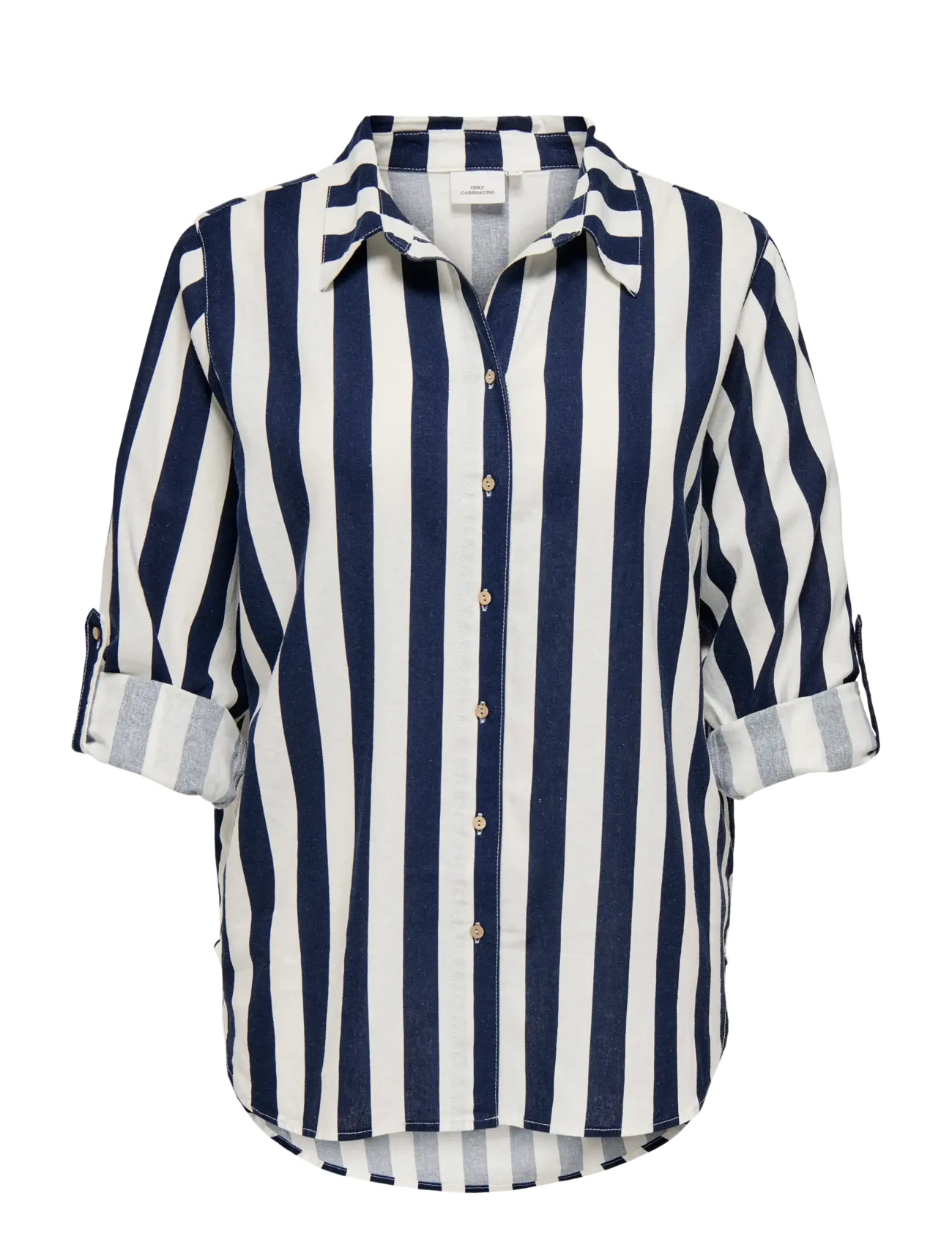 ONLY Carmakoma CARGOA 3/4 STRAP LINEN BL SHIRT CC PNT - Büromode - CLOUD DANCER / navy