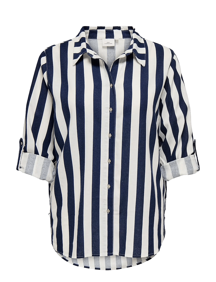 ONLY Carmakoma - CARGOA 3/4 STRAP LINEN BL SHIRT CC PNT - cloud dancer - 0