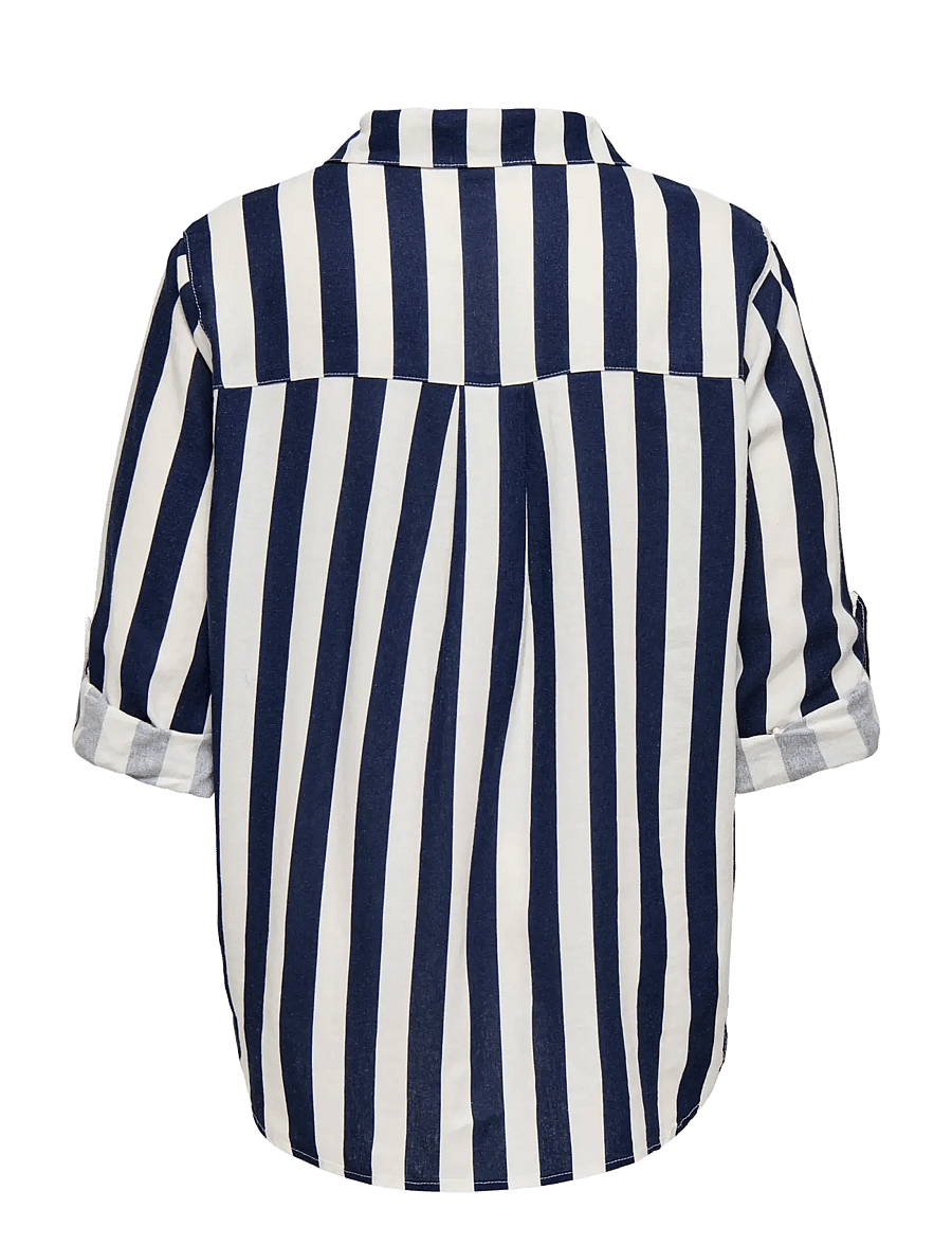 ONLY Carmakoma - CARGOA 3/4 STRAP LINEN BL SHIRT CC PNT - cloud dancer - 1