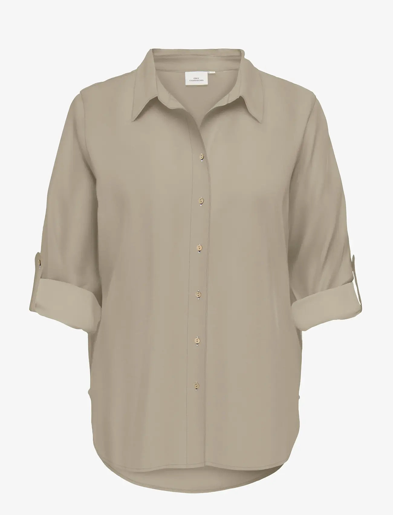 ONLY Carmakoma - CARGOA 3/4 STRAP LINEN BL SHIRT CC PNT - leinenhemden - oxford tan - 0