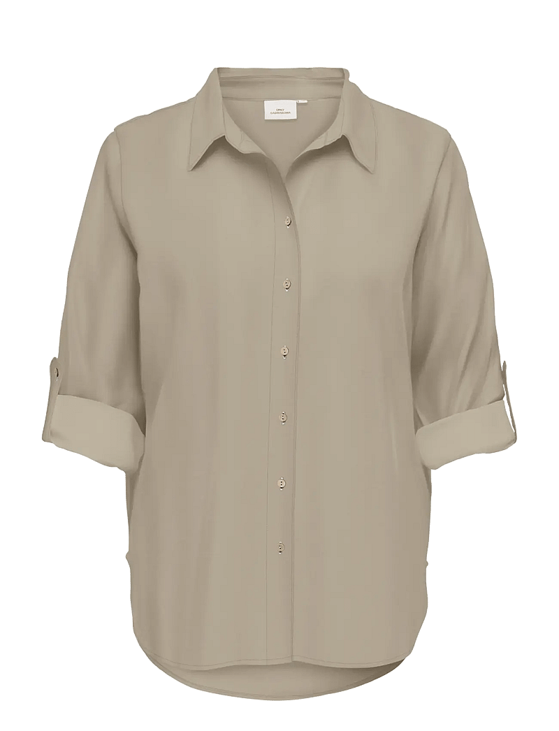 ONLY Carmakoma - CARGOA 3/4 STRAP LINEN BL SHIRT CC PNT - leinenhemden - oxford tan - 0