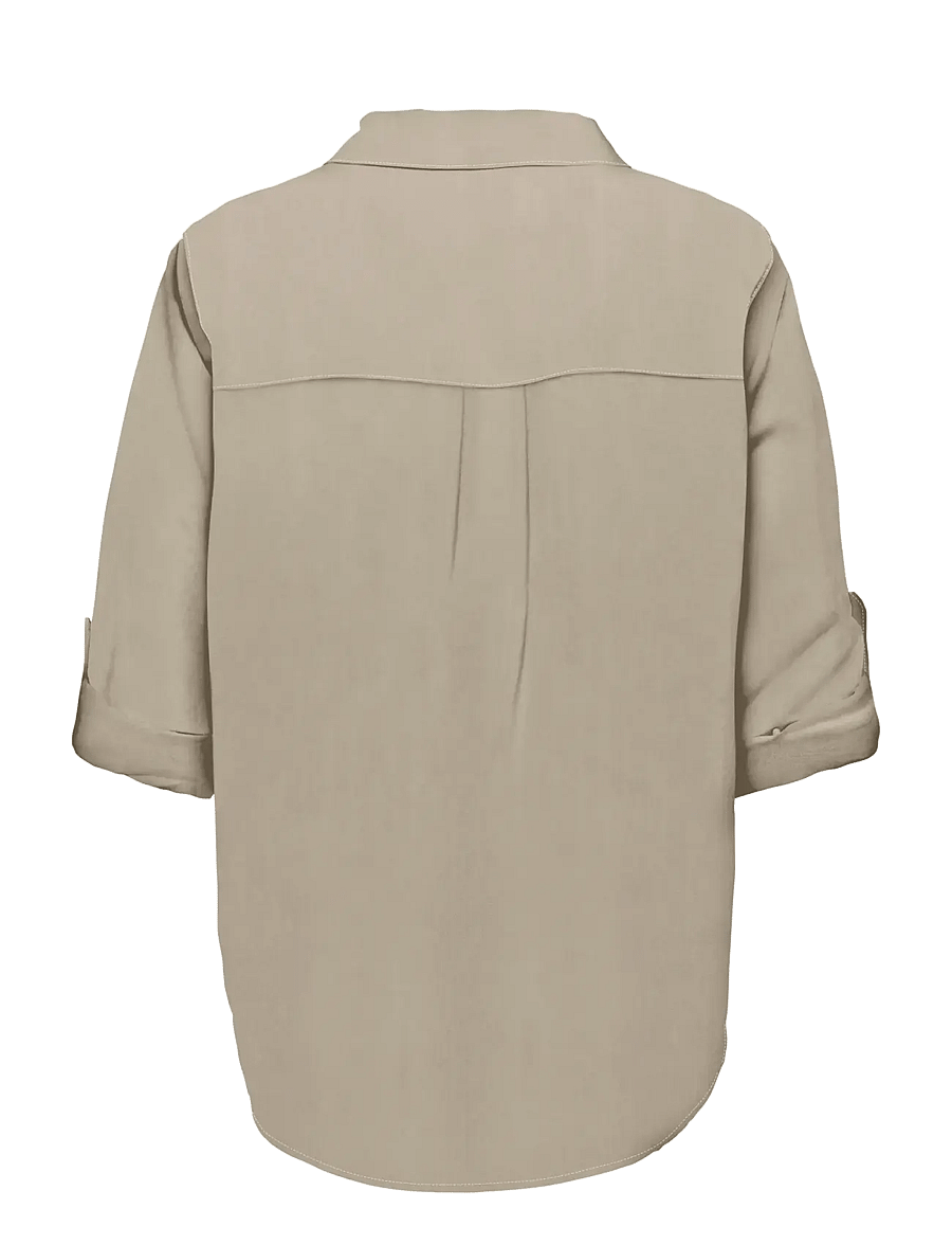ONLY Carmakoma - CARGOA 3/4 STRAP LINEN BL SHIRT CC PNT - linased särgid - oxford tan - 1