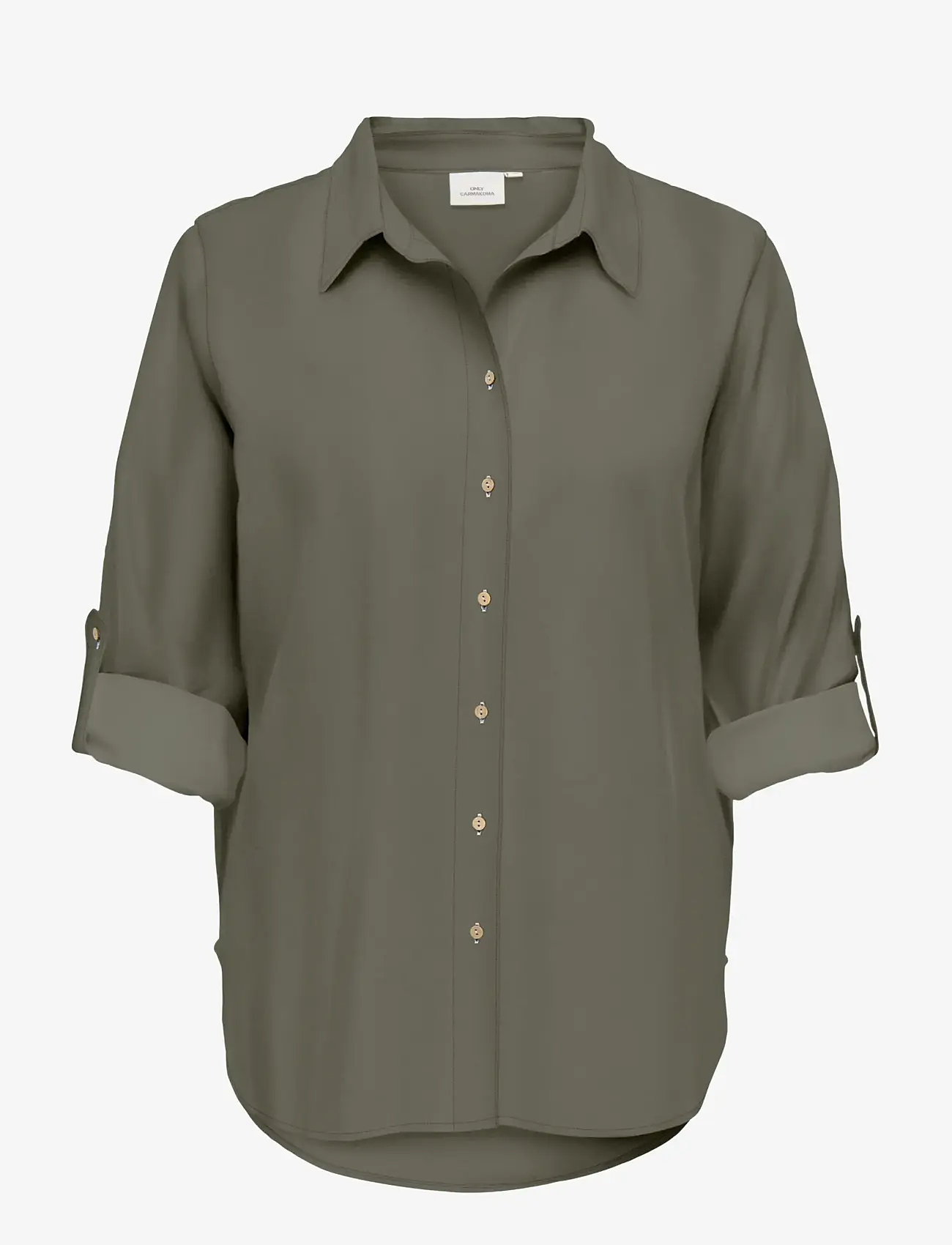 ONLY Carmakoma - CARGOA 3/4 STRAP LINEN BL SHIRT CC PNT - leinenhemden - smokey olive - 0