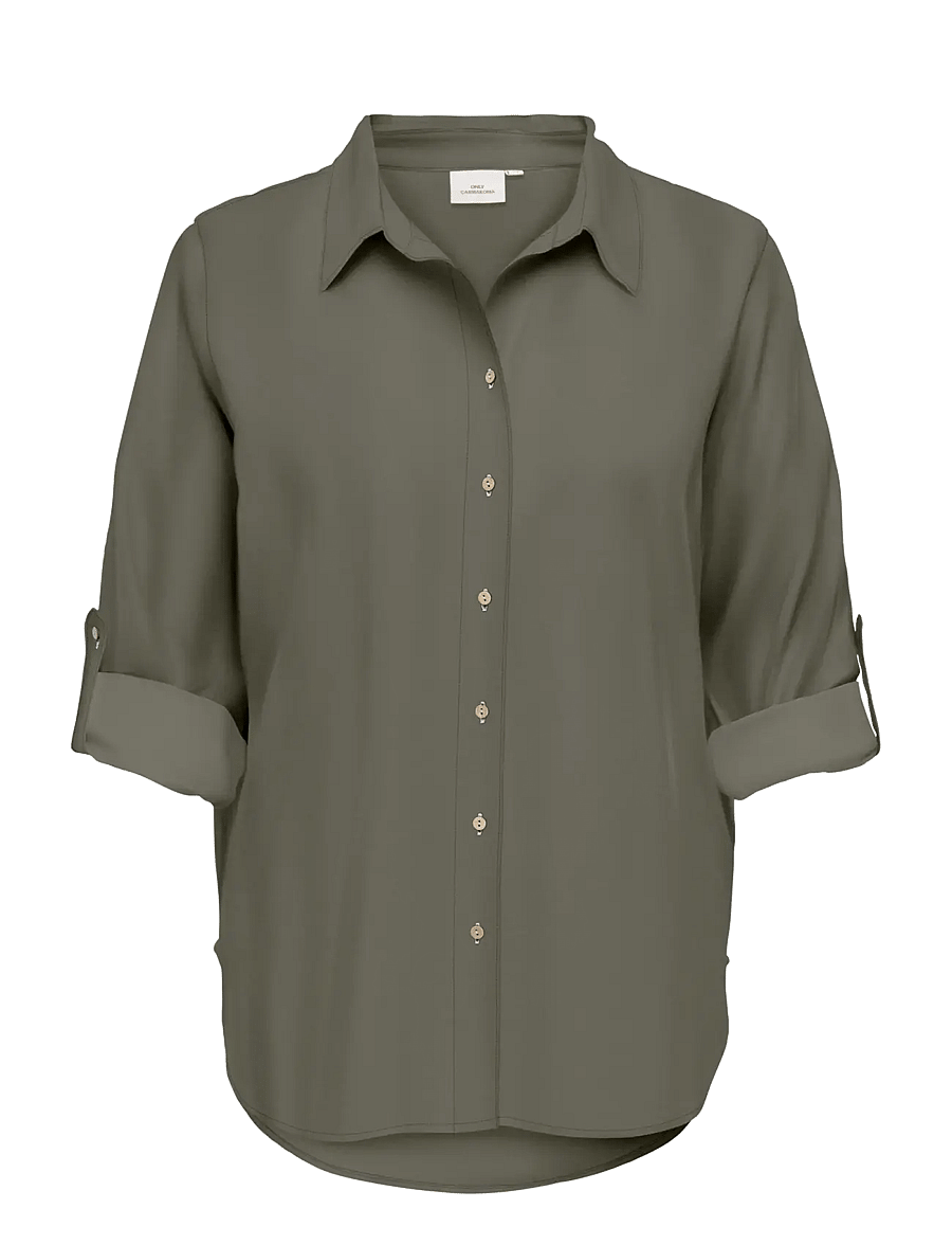 ONLY Carmakoma - CARGOA 3/4 STRAP LINEN BL SHIRT CC PNT - smokey olive - 0