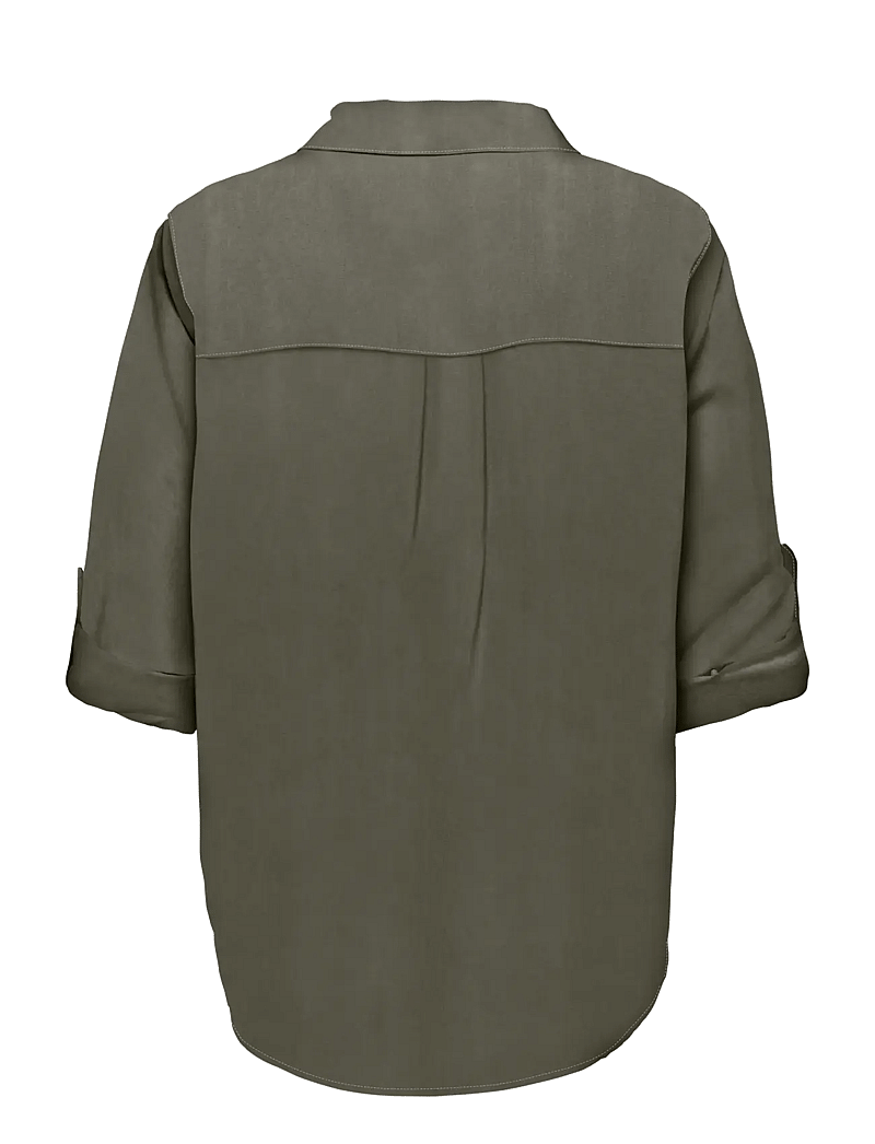 ONLY Carmakoma - CARGOA 3/4 STRAP LINEN BL SHIRT CC PNT - leinenhemden - smokey olive - 1