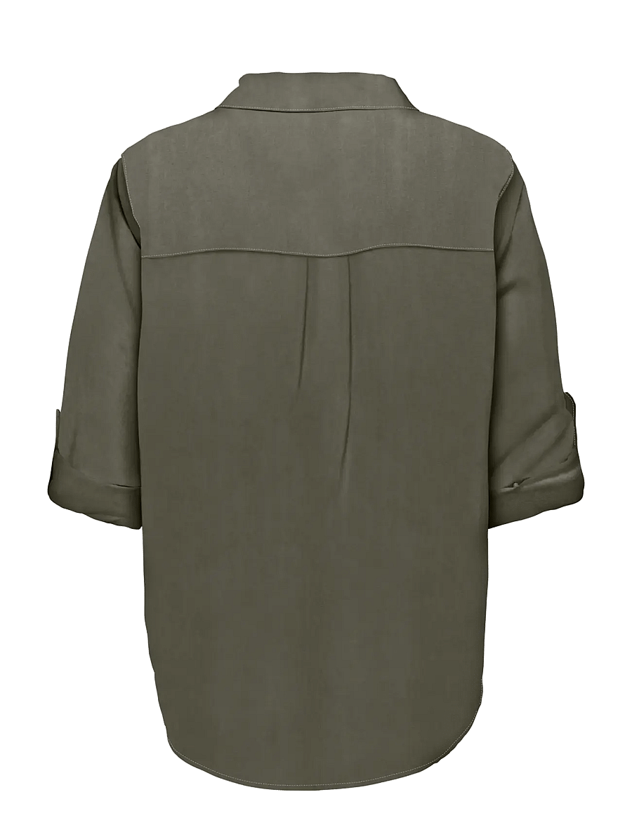 ONLY Carmakoma - CARGOA 3/4 STRAP LINEN BL SHIRT CC PNT - smokey olive - 1