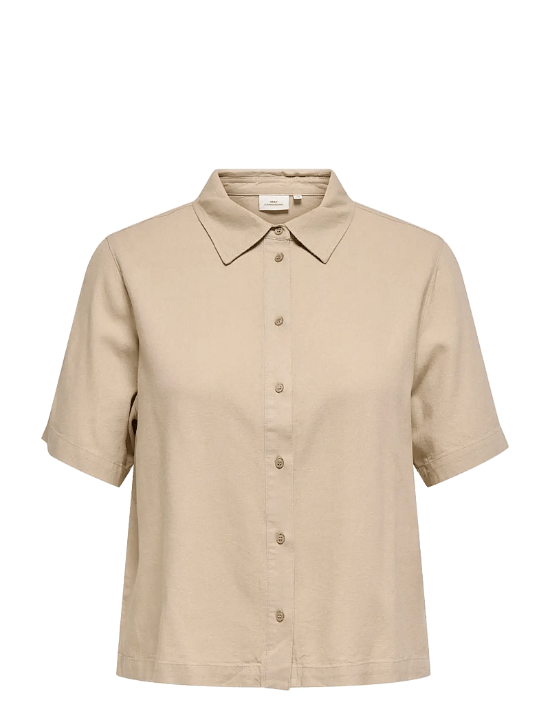 ONLY Carmakoma - CARGOA S/S LINEN BL SHIRT CC PNT - leinenhemden - oxford tan - 0