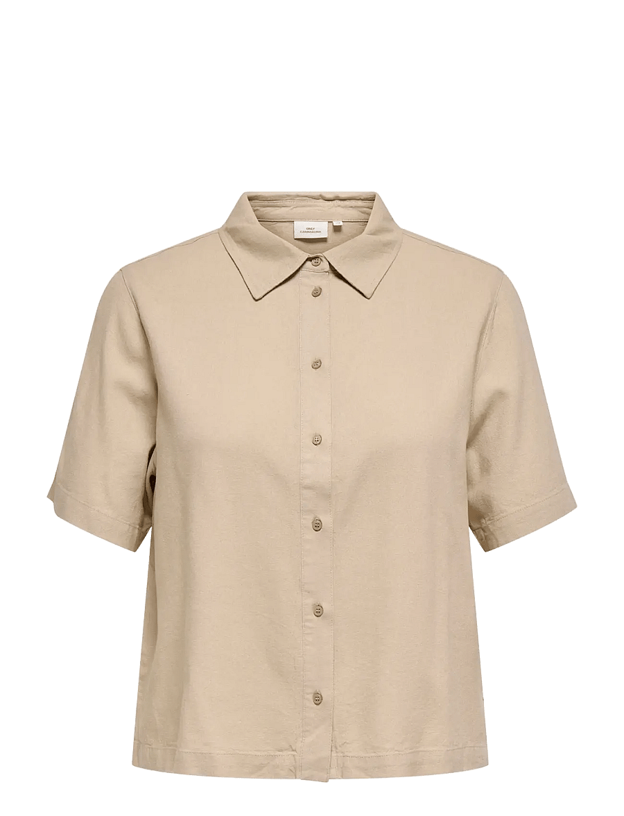 ONLY Carmakoma - CARGOA S/S LINEN BL SHIRT CC PNT - linased särgid - oxford tan - 0