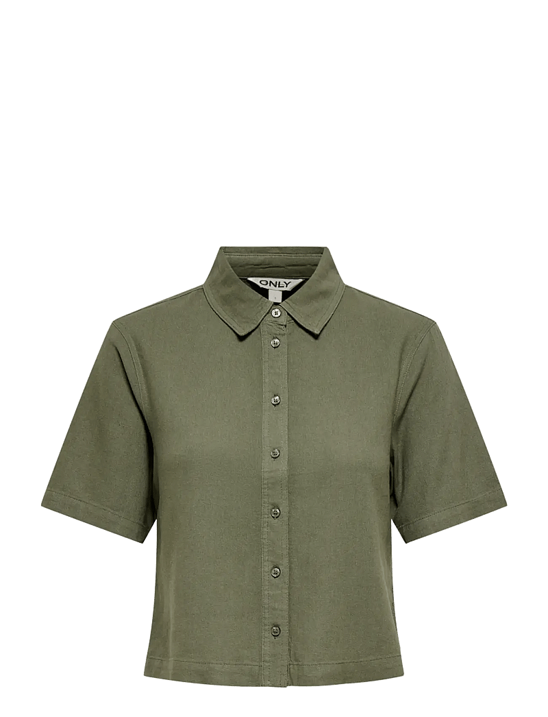 ONLY Carmakoma - CARGOA S/S LINEN BL SHIRT CC PNT - leinenhemden - smokey olive - 0