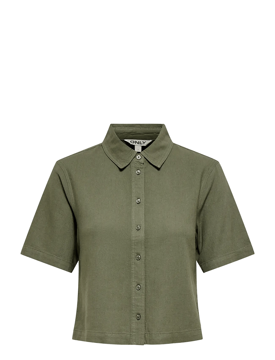 ONLY Carmakoma - CARGOA S/S LINEN BL SHIRT CC PNT - linased särgid - smokey olive - 0