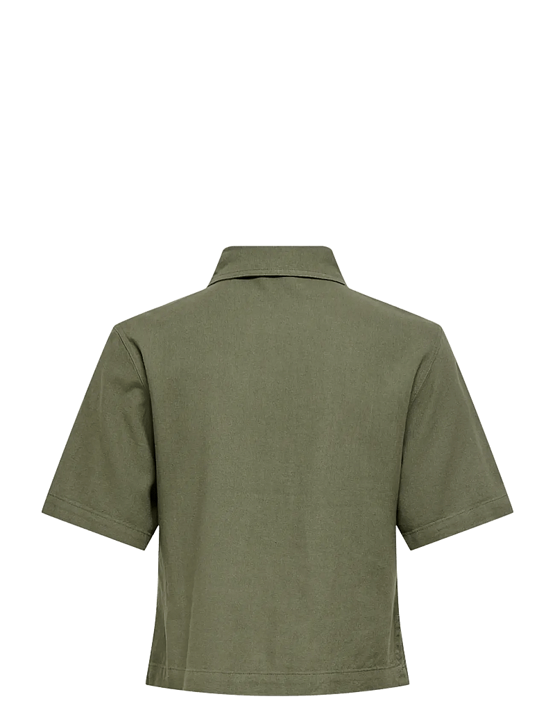 ONLY Carmakoma - CARGOA S/S LINEN BL SHIRT CC PNT - leinenhemden - smokey olive - 1